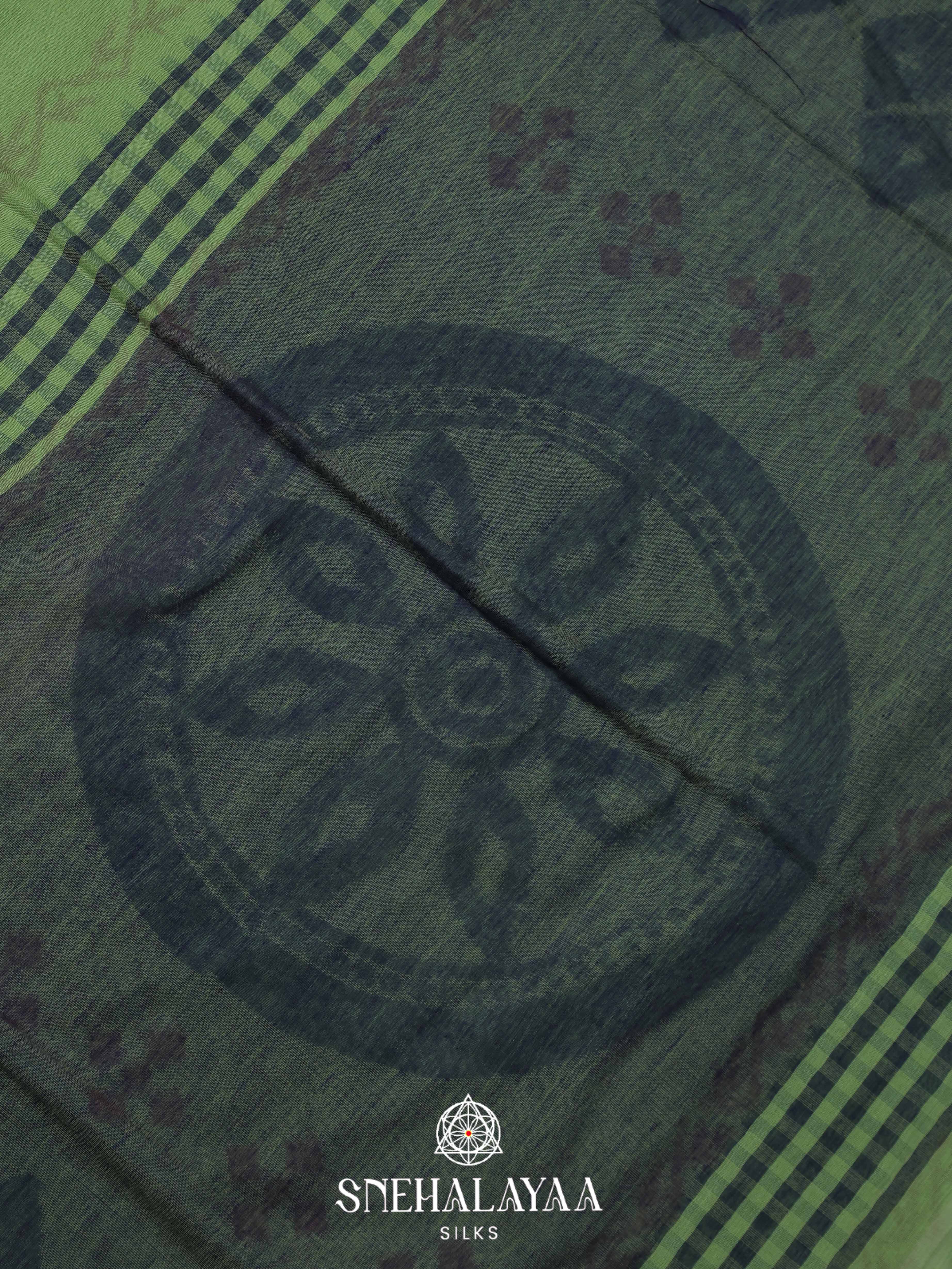 Olive Green Khadi Cotton Saree