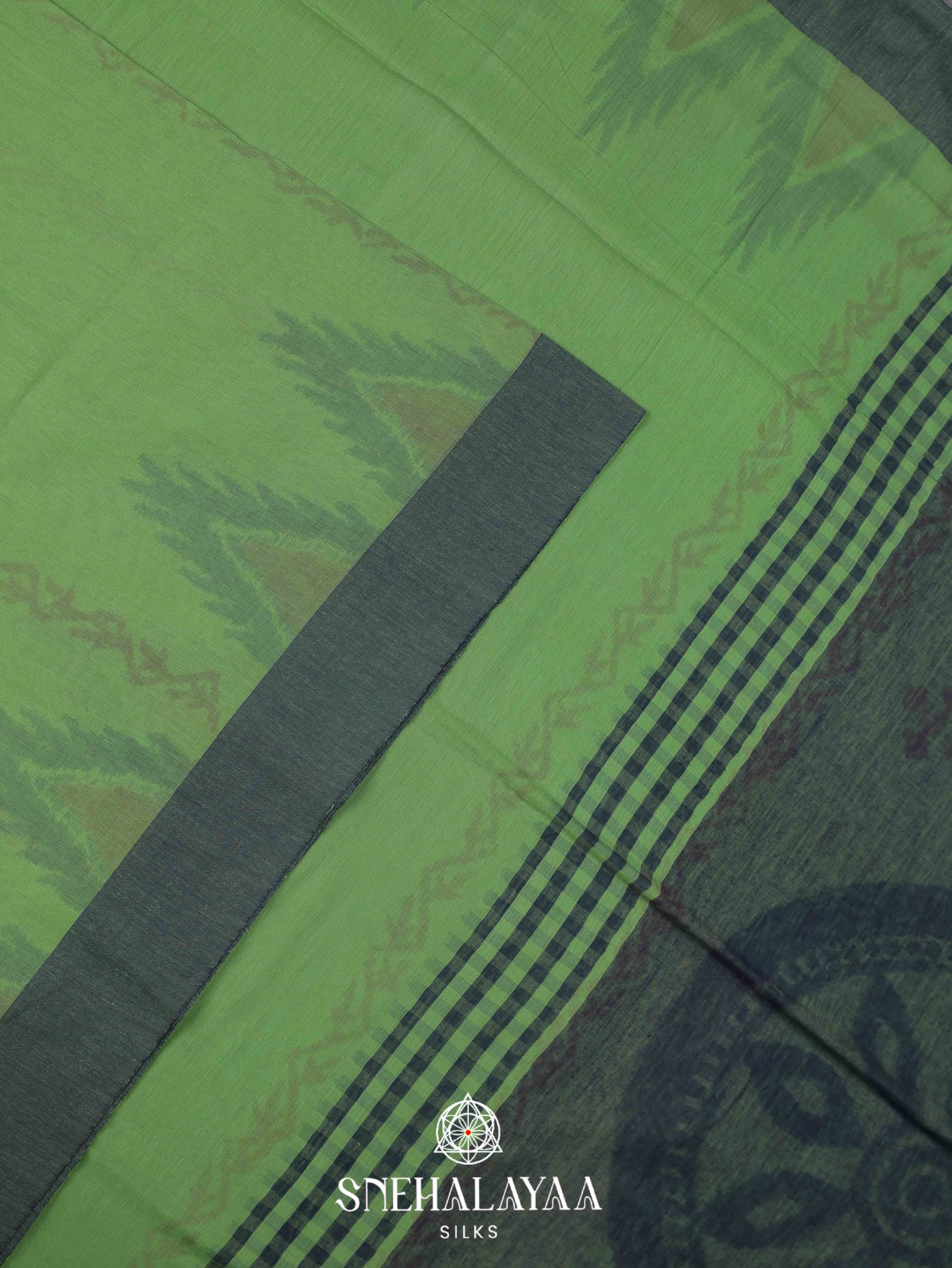 Olive Green Khadi Cotton Saree