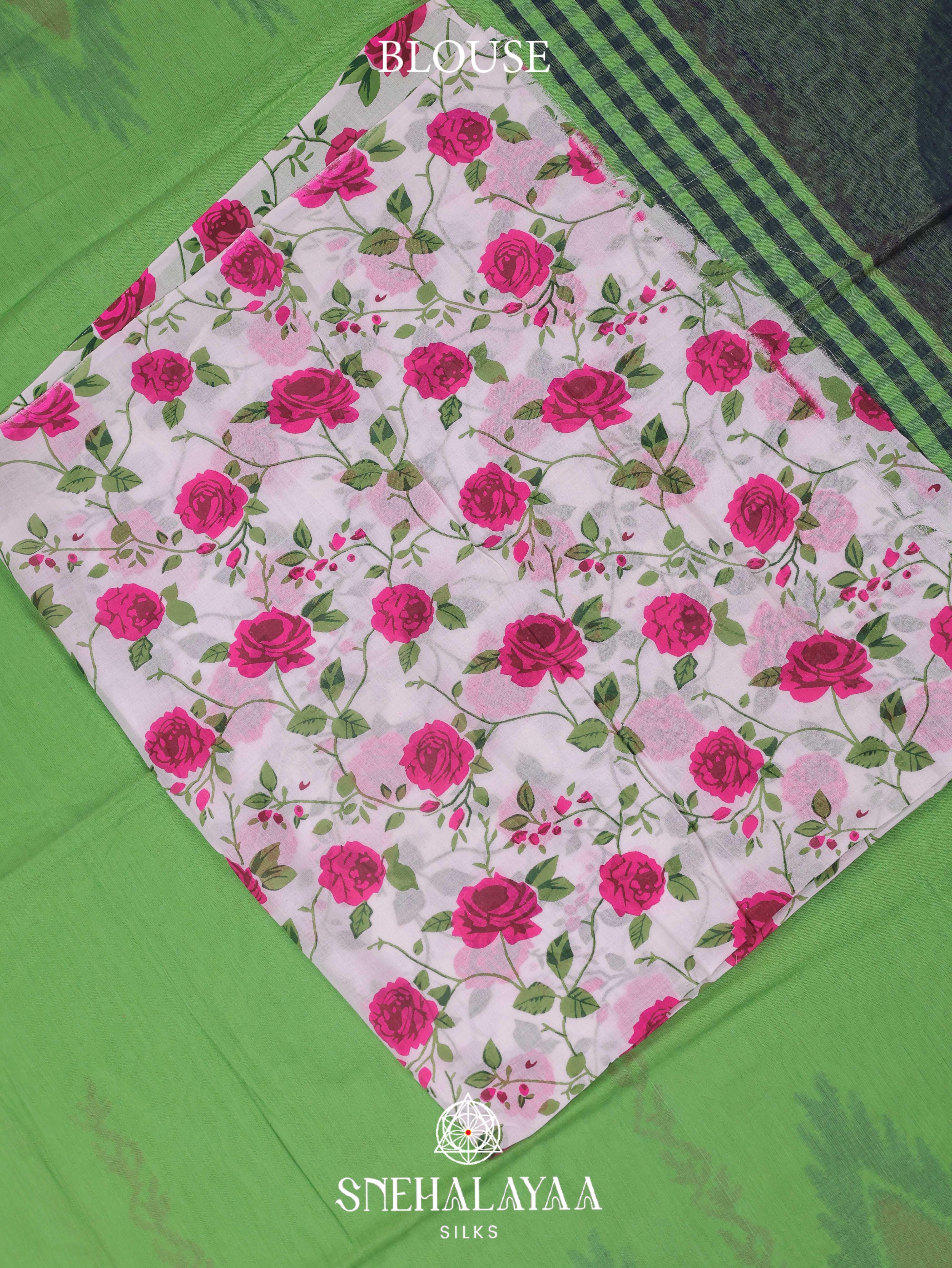 Olive Green Khadi Cotton Saree