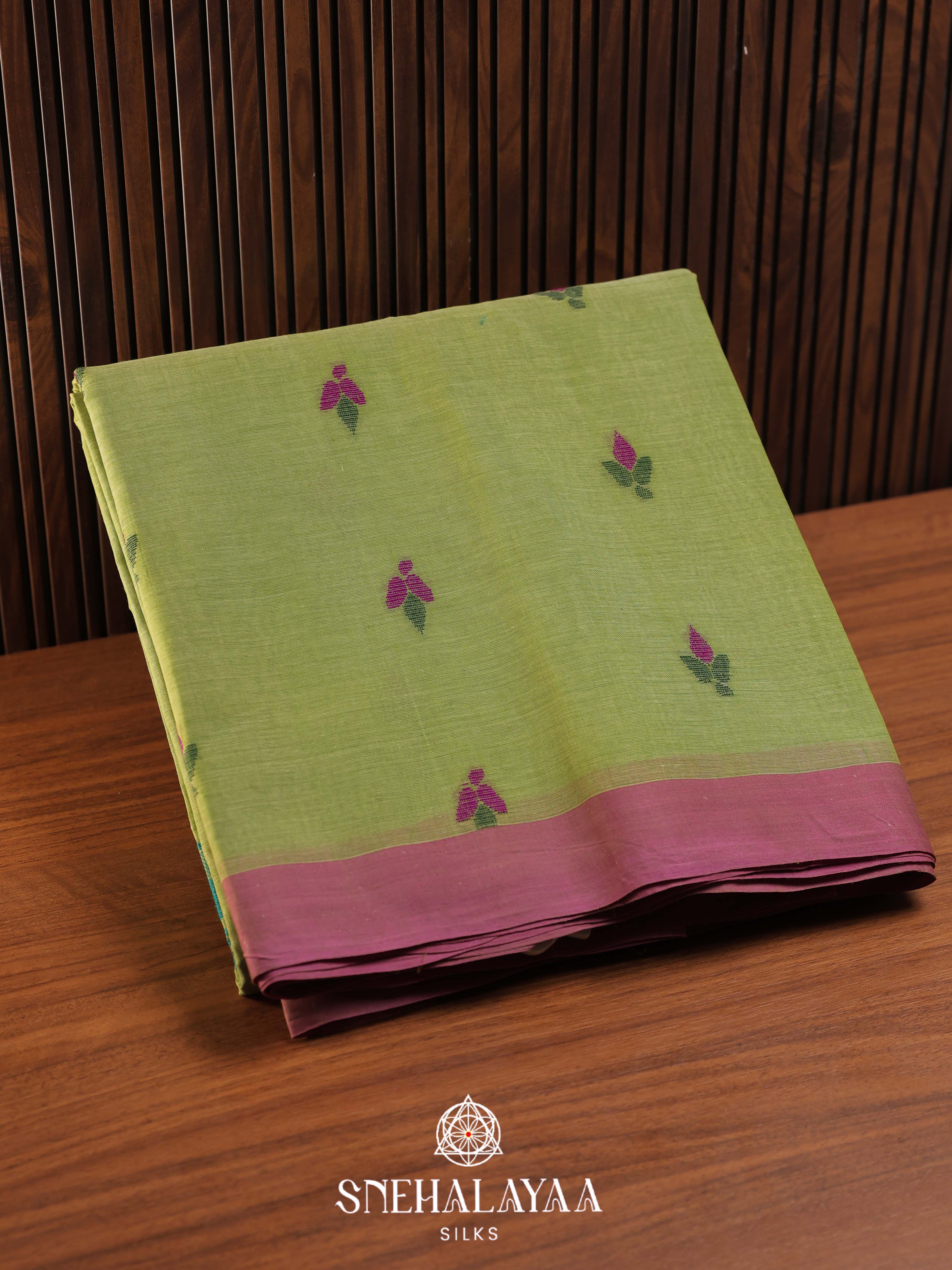 Olive Green Bengal Cotton Saree