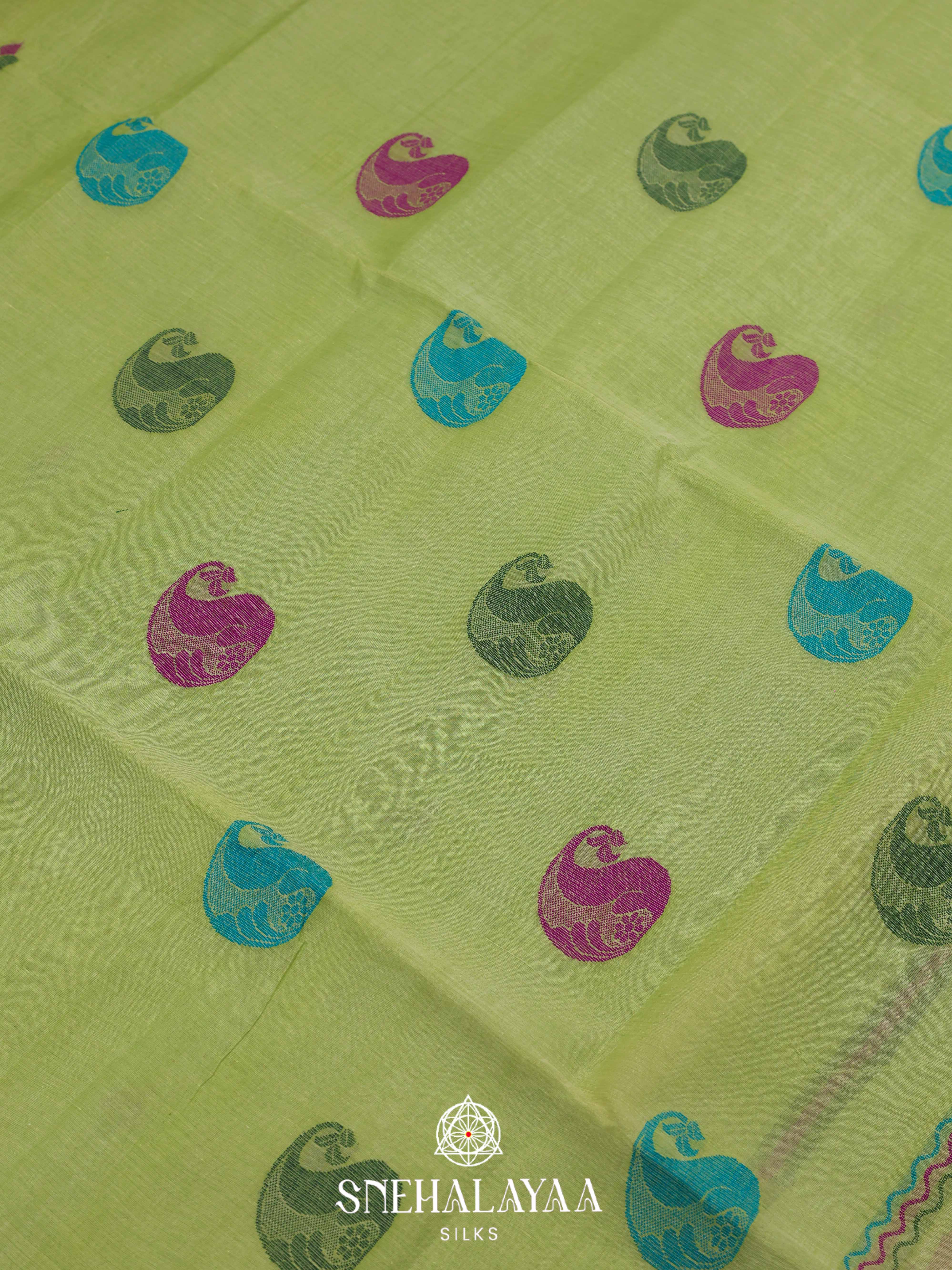 Olive Green Bengal Cotton Saree
