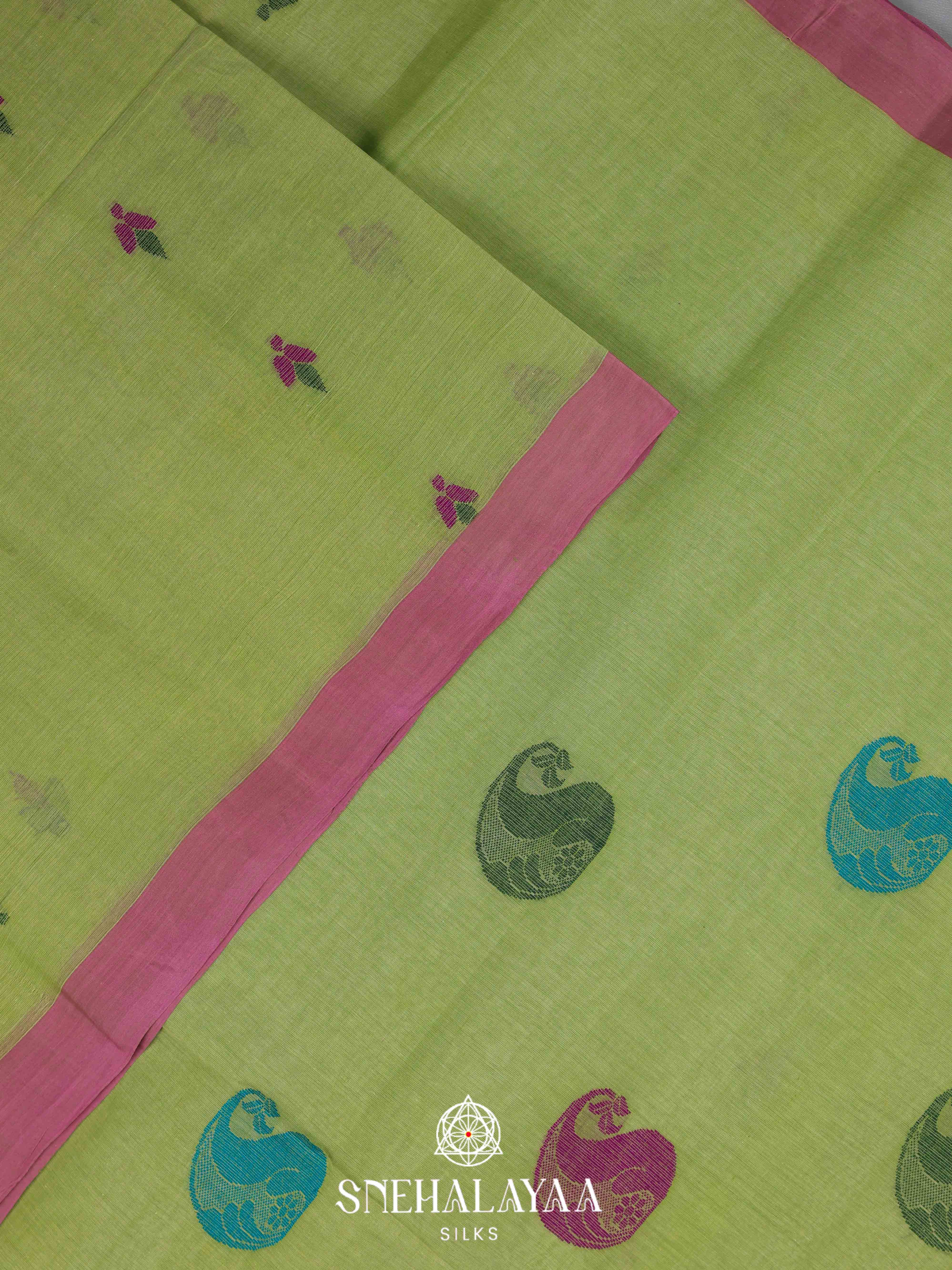 Olive Green Bengal Cotton Saree