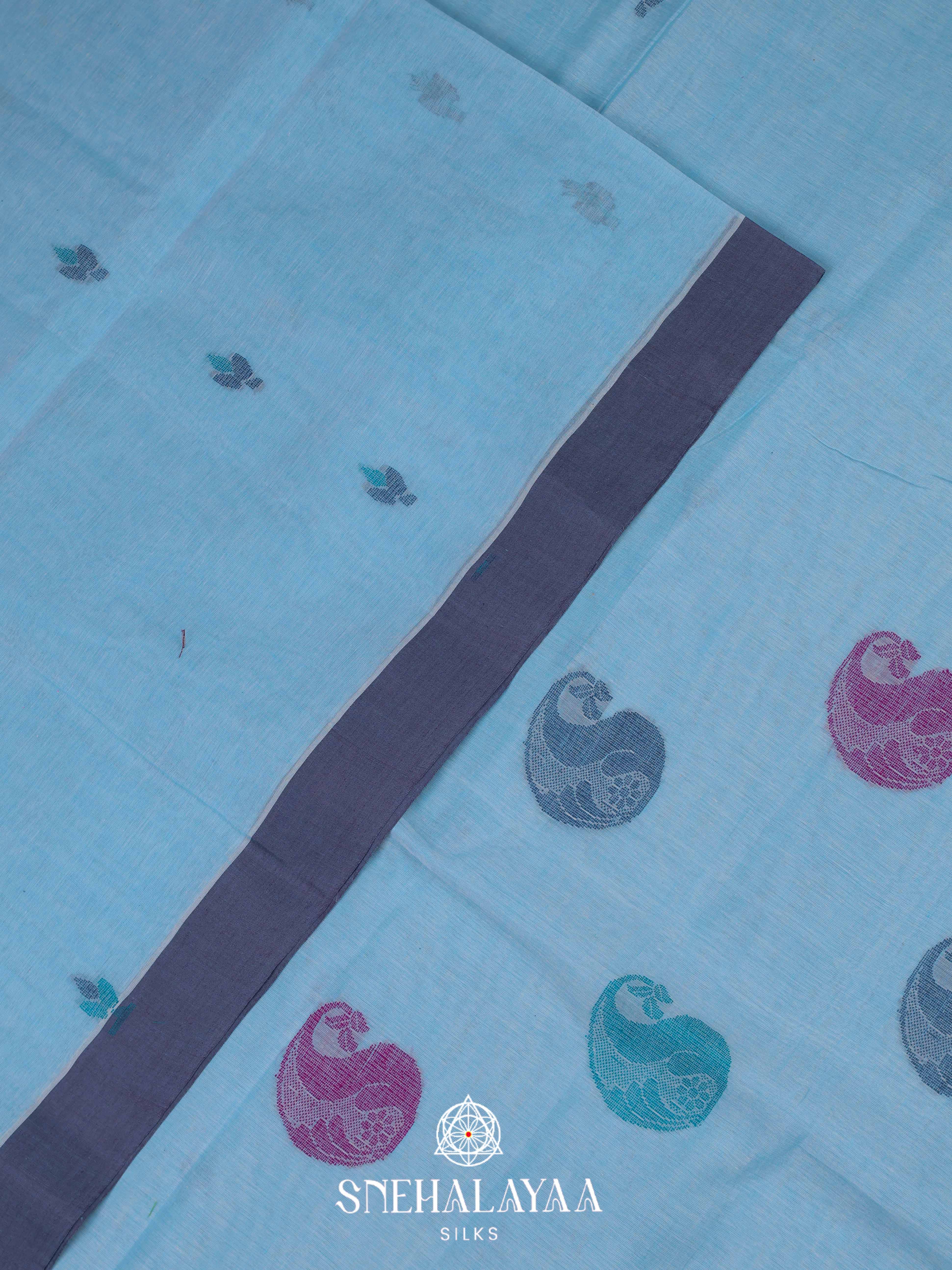 Blue Bengal Cotton Saree