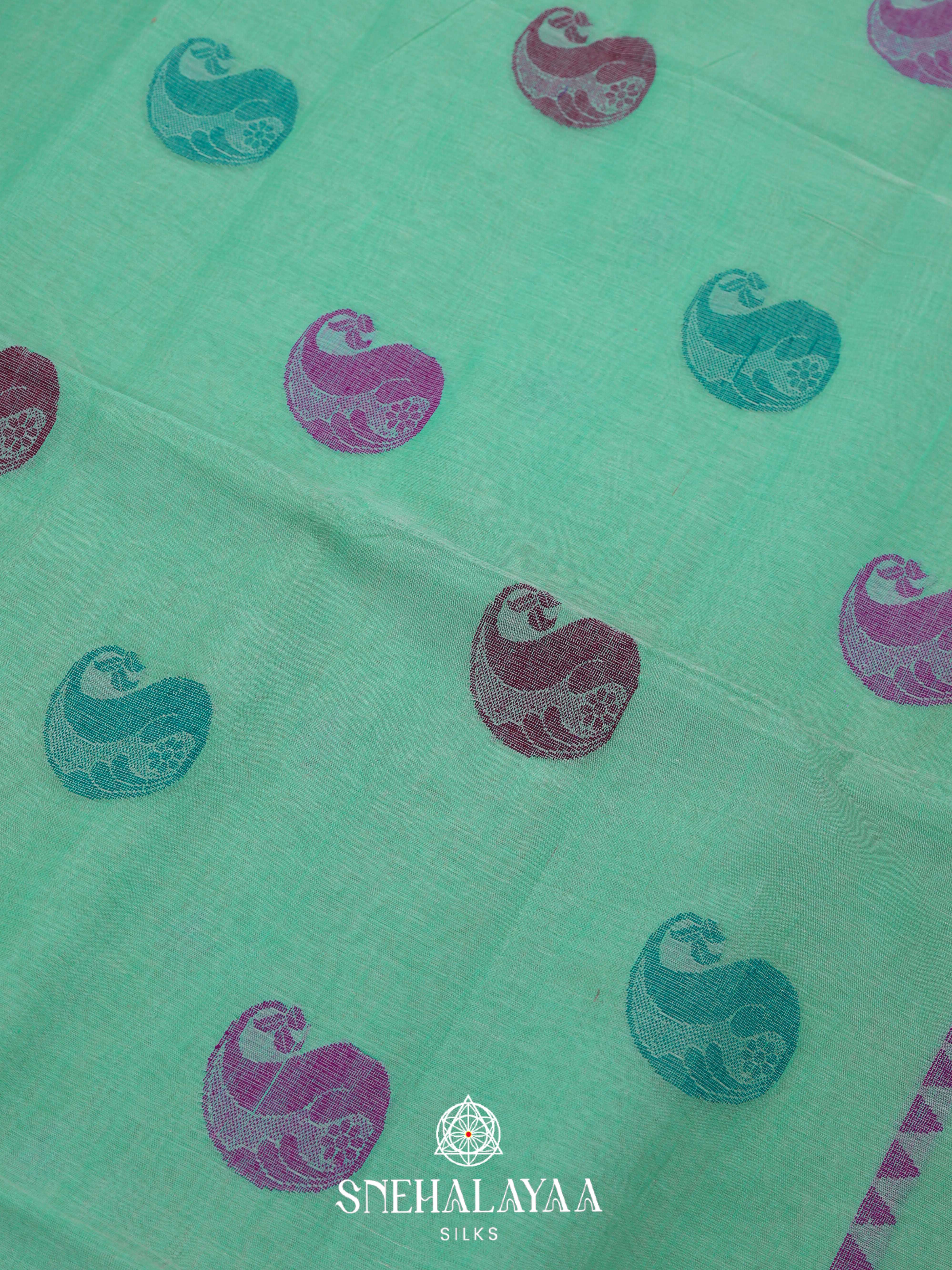Teal Green Bengal Cotton Saree