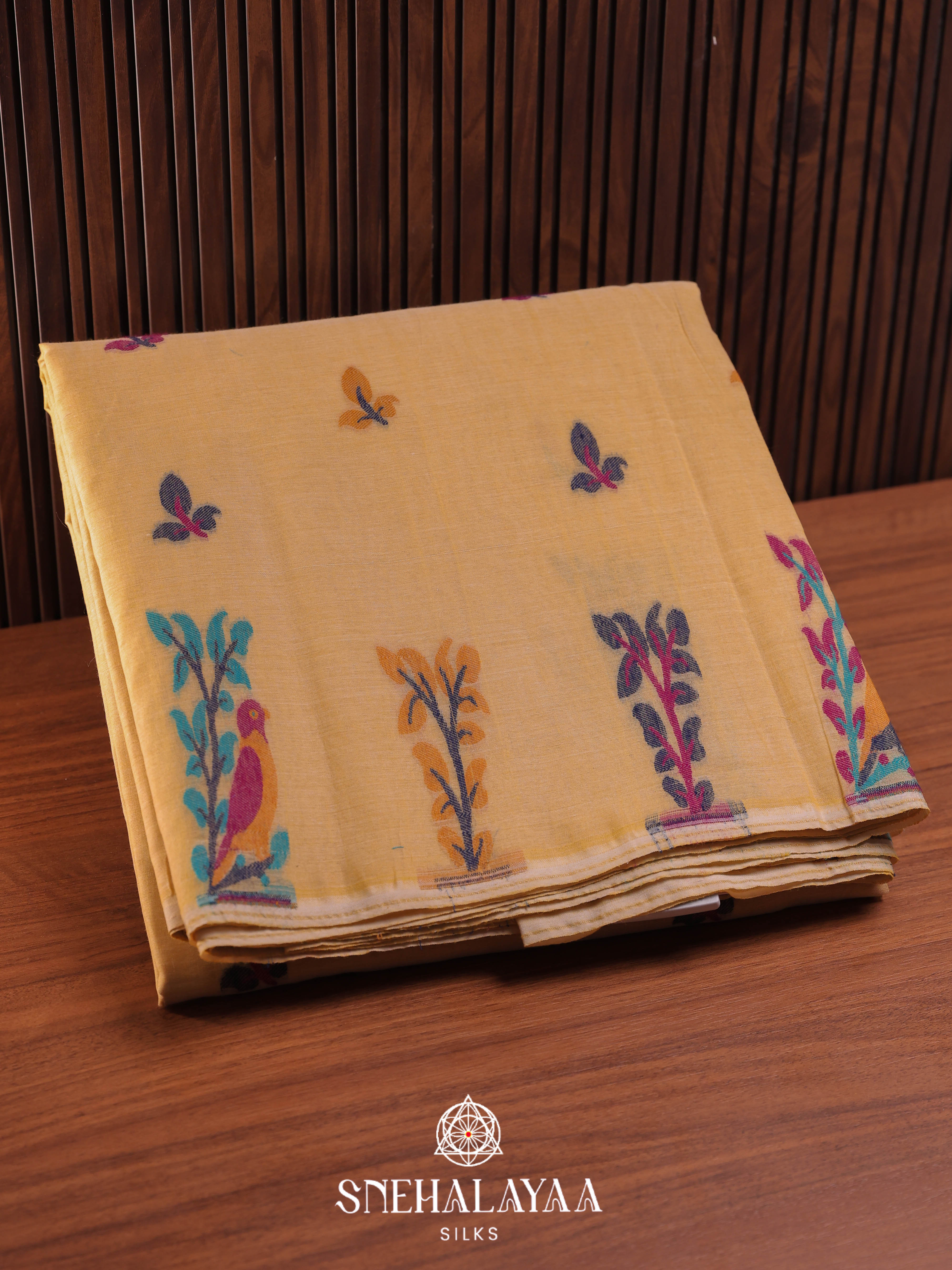 Beige Bengal Cotton Saree