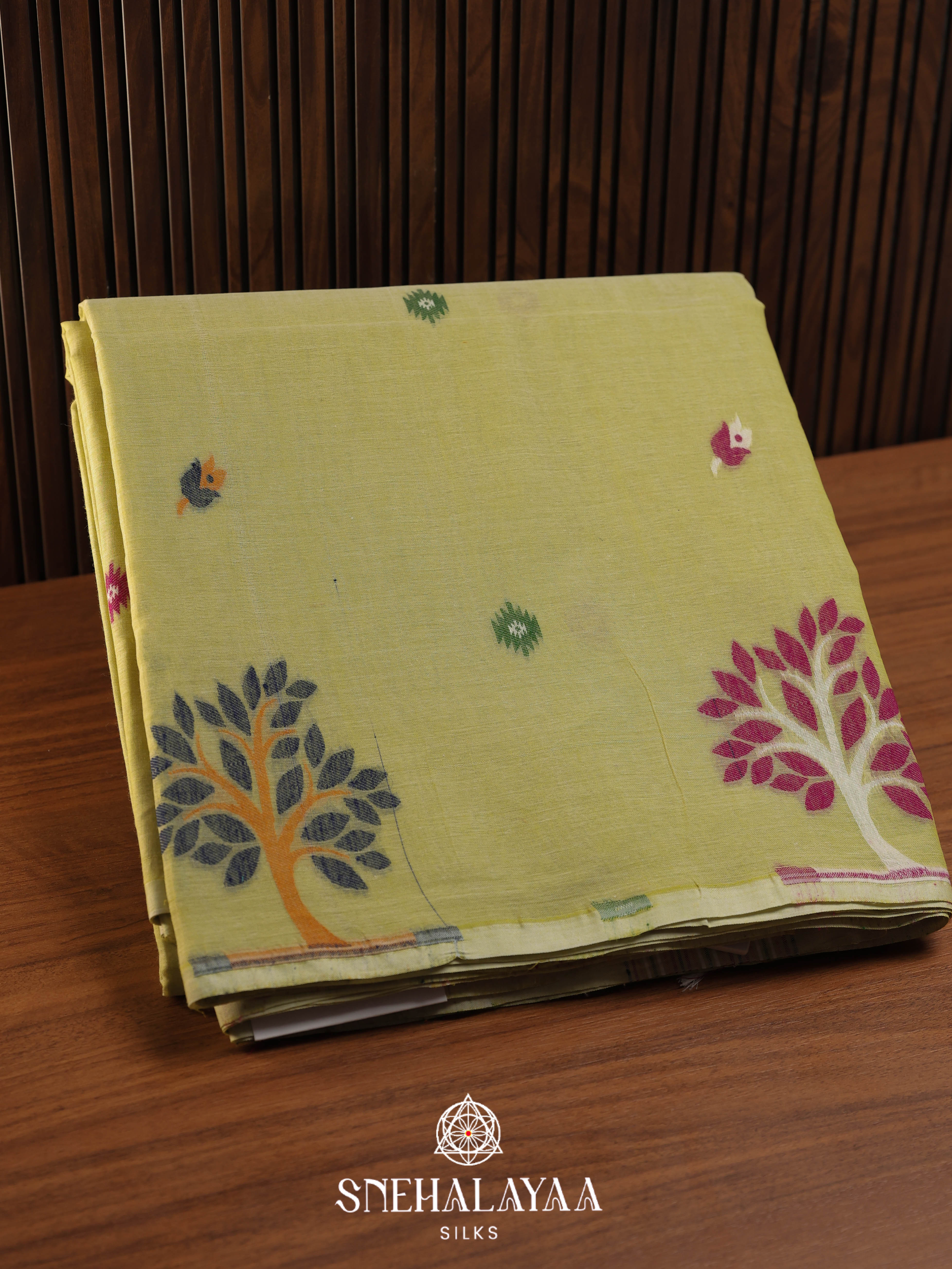 Olive Green Bengal Cotton Saree