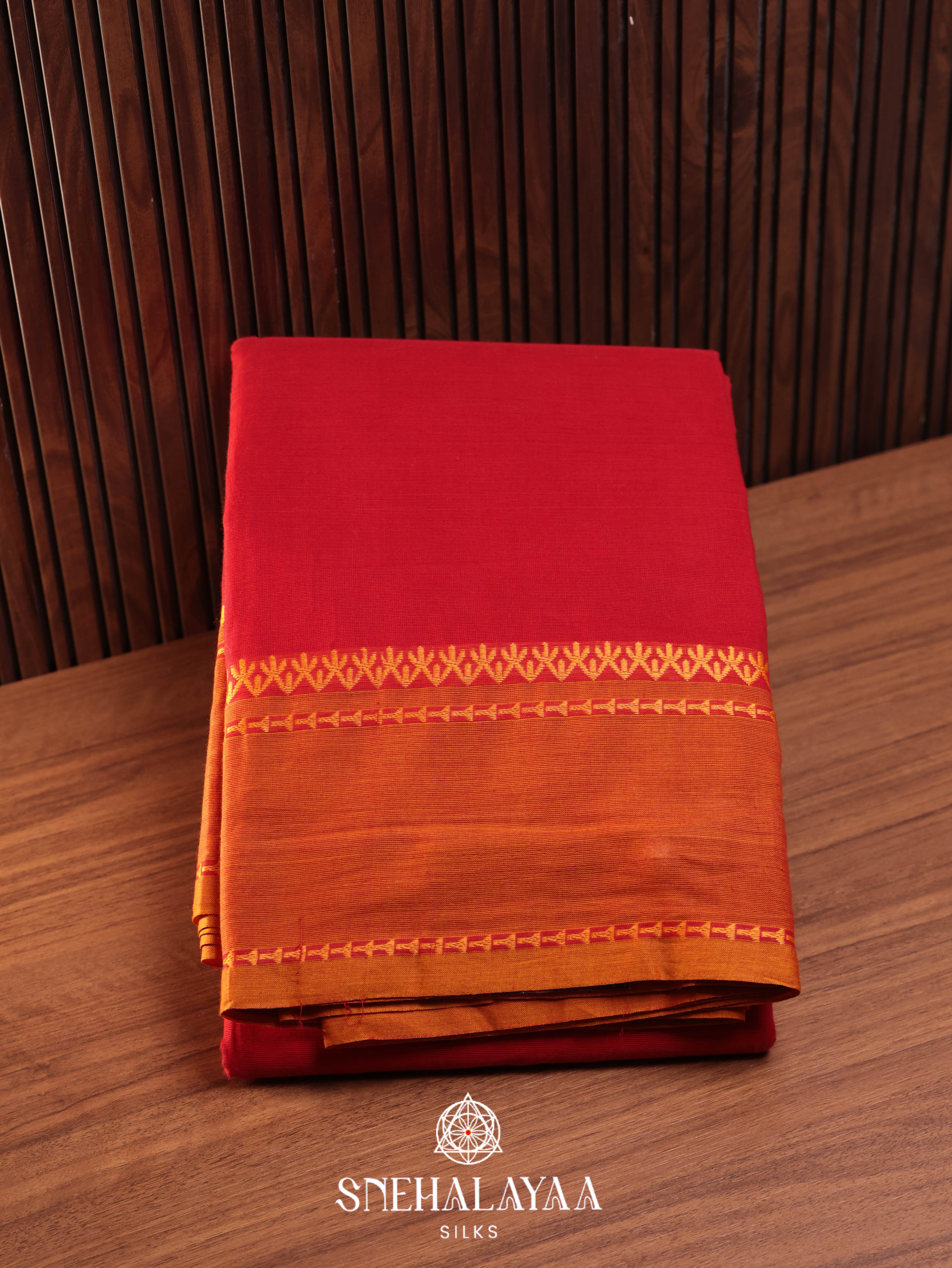 Red Chettinad Cotton Saree