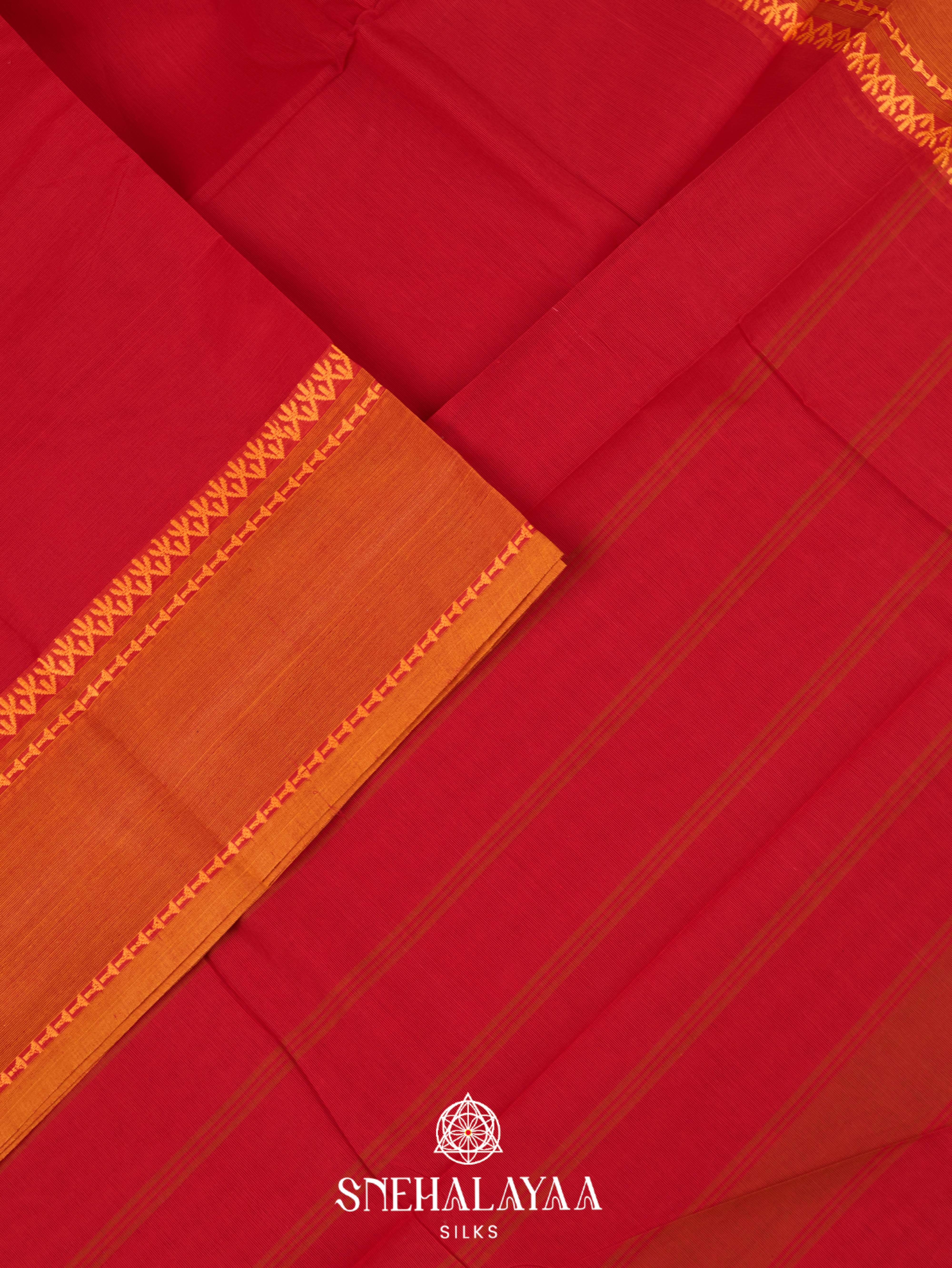 Red Chettinad Cotton Saree