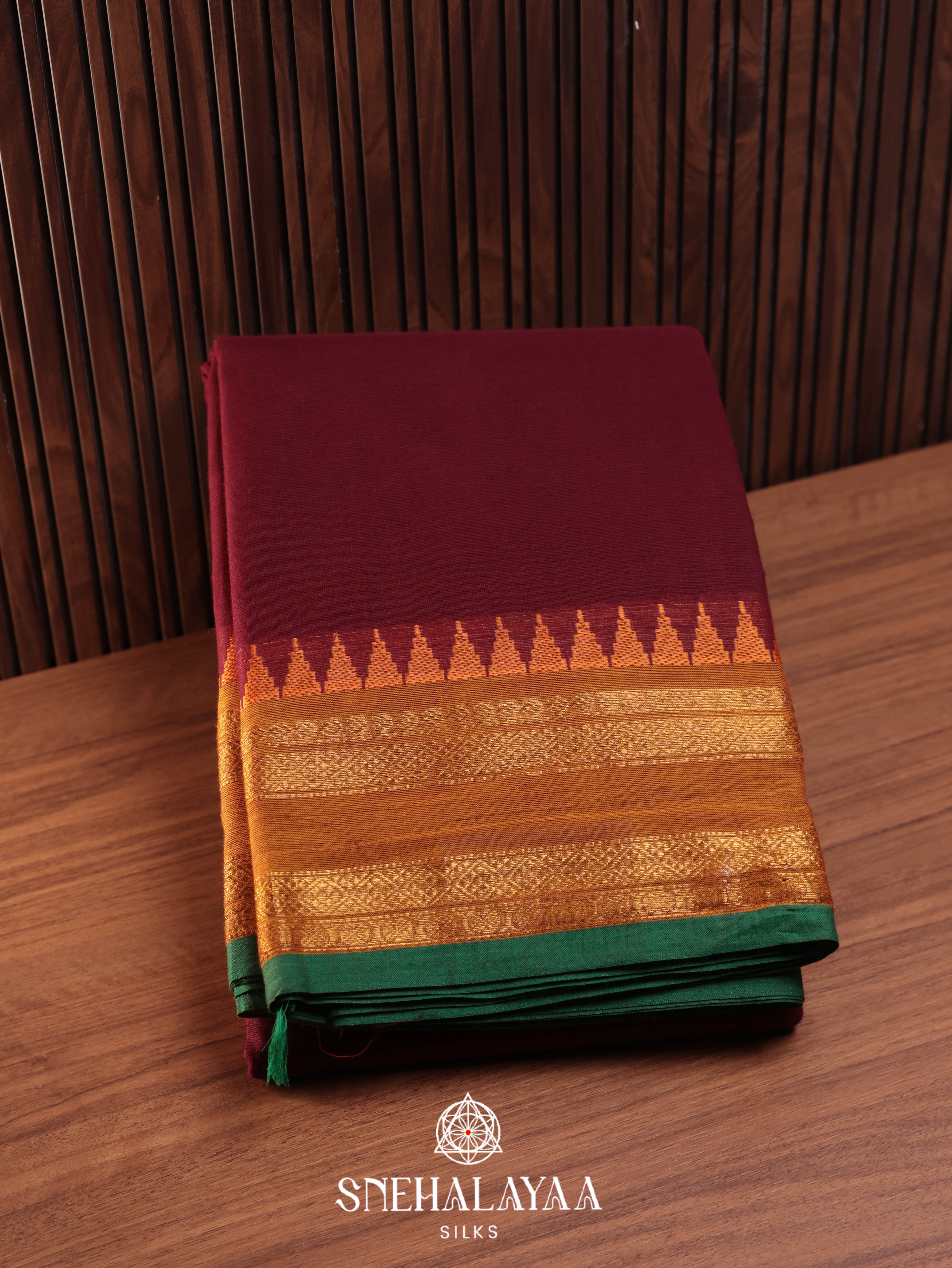 Maroon Chettinad Cotton Saree