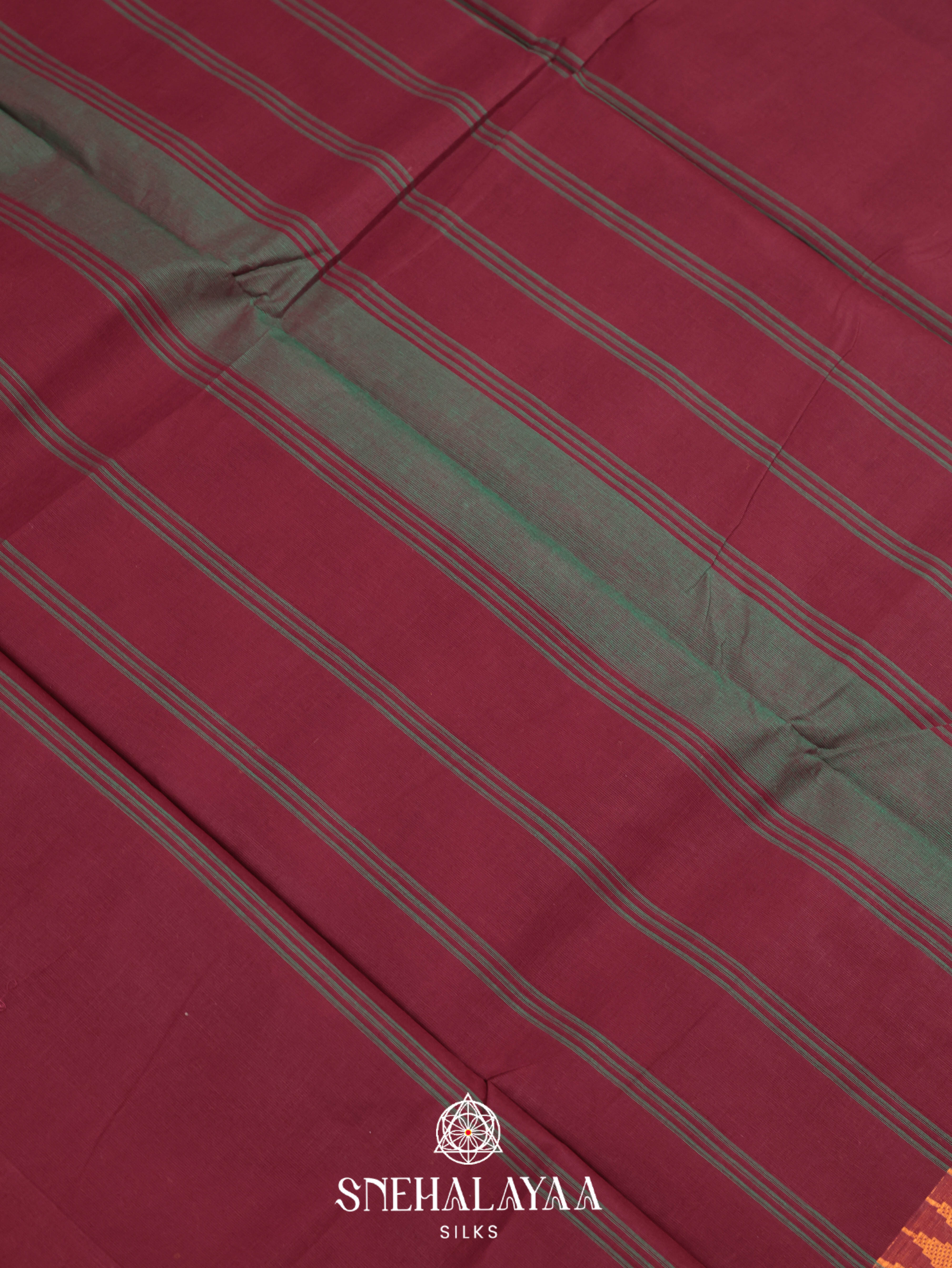 Maroon Chettinad Cotton Saree