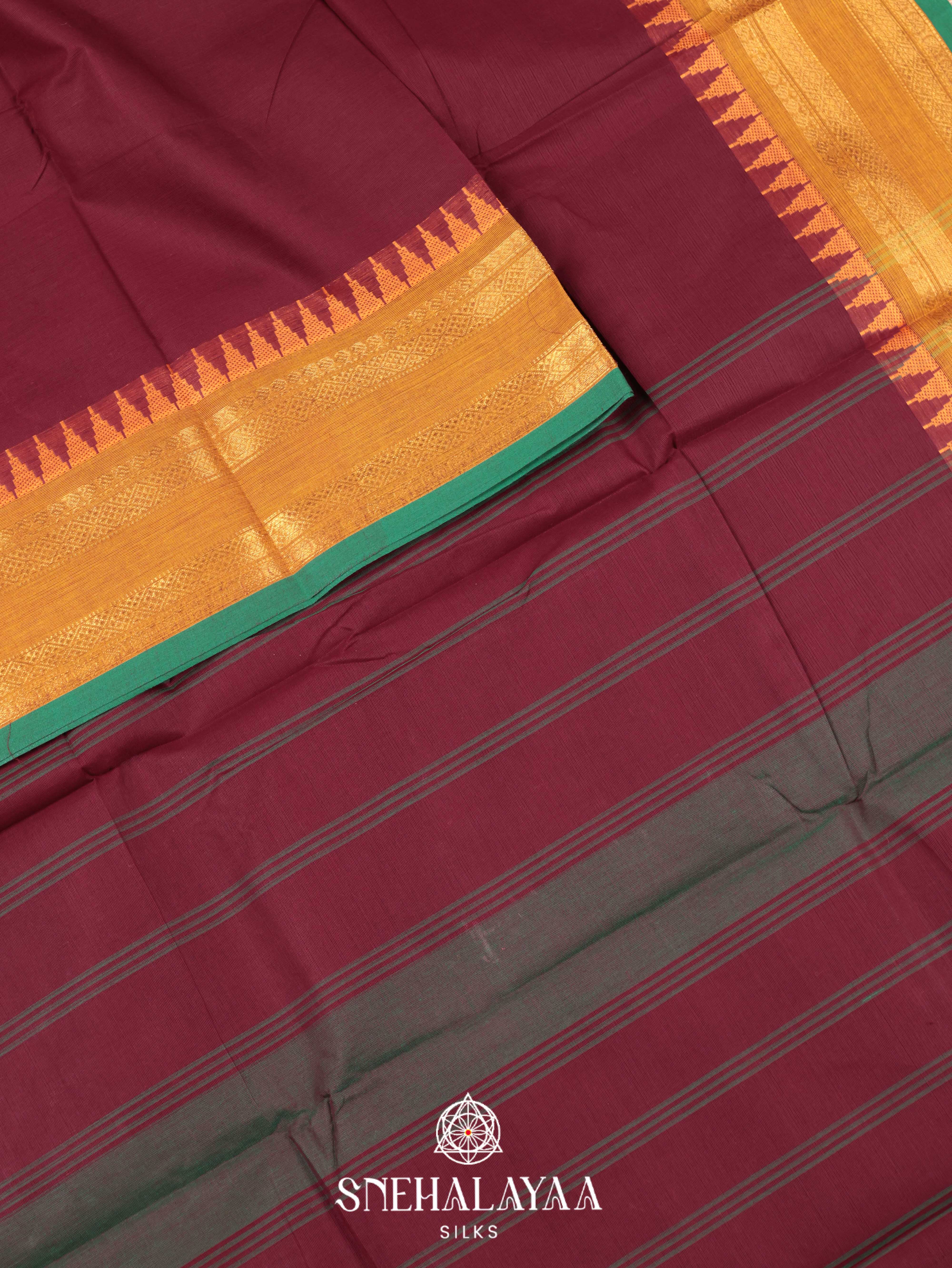 Maroon Chettinad Cotton Saree