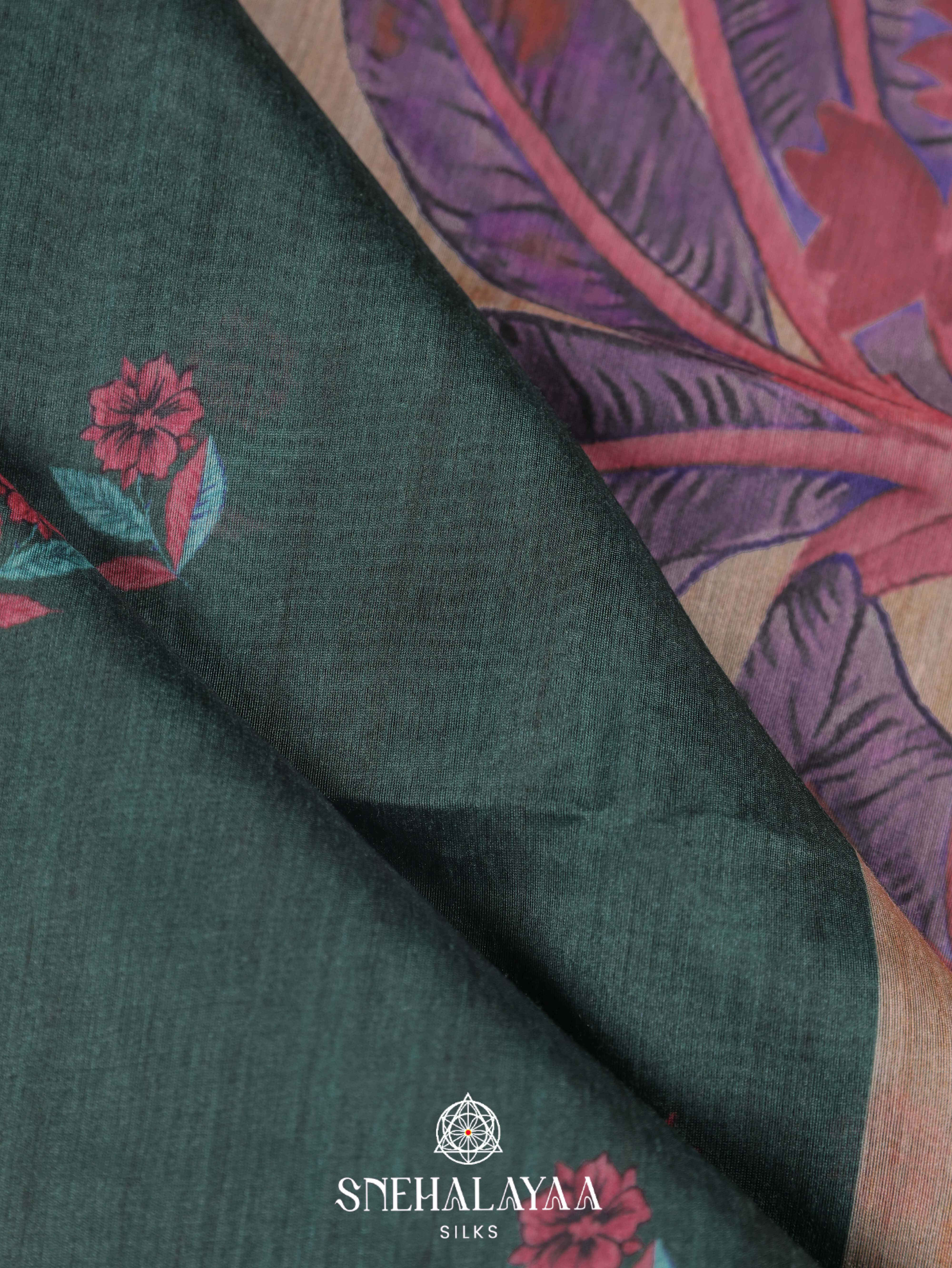 Pink Printed Linen Cotton Saree