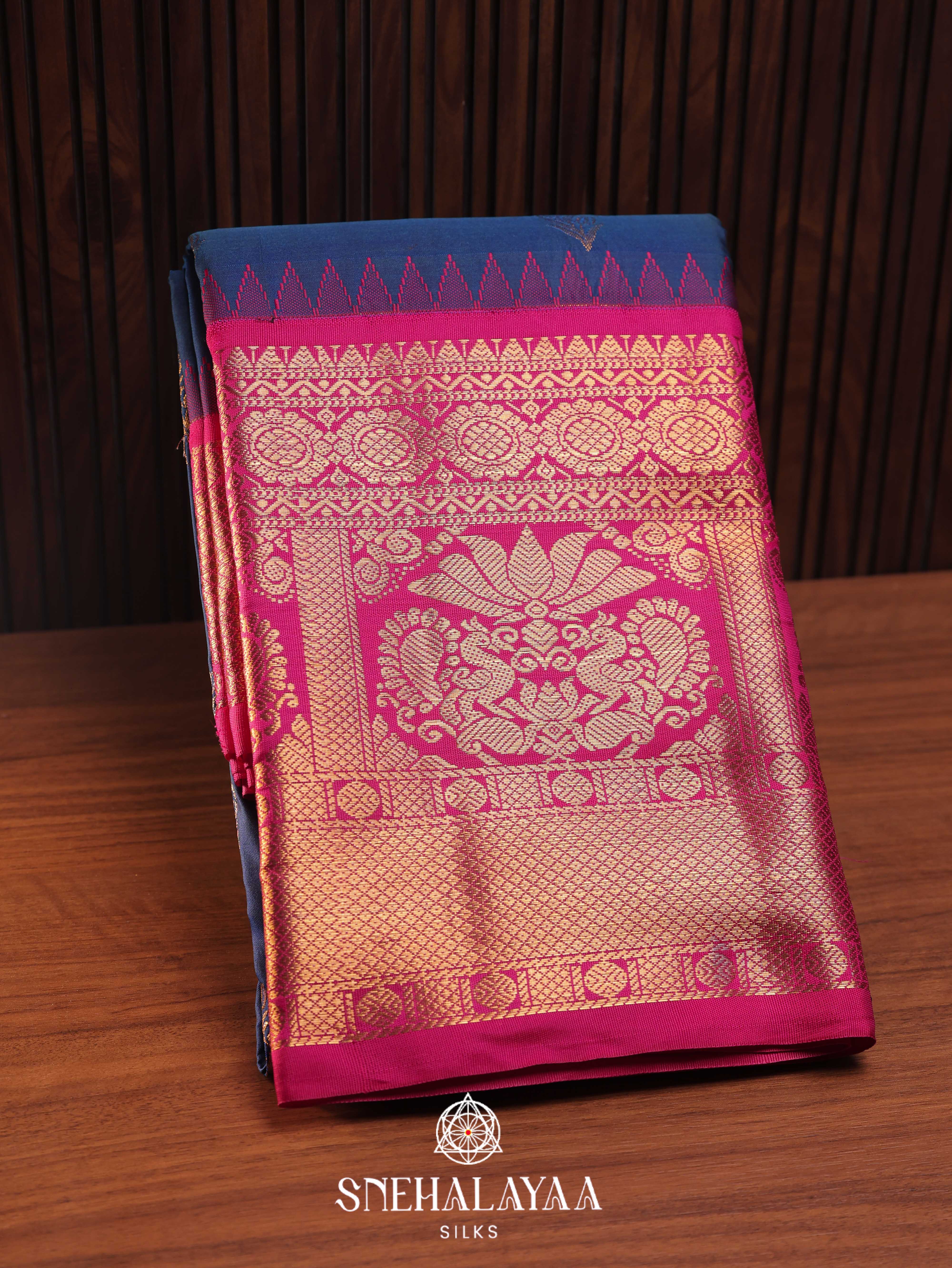 Navy Blue Art Silk Saree