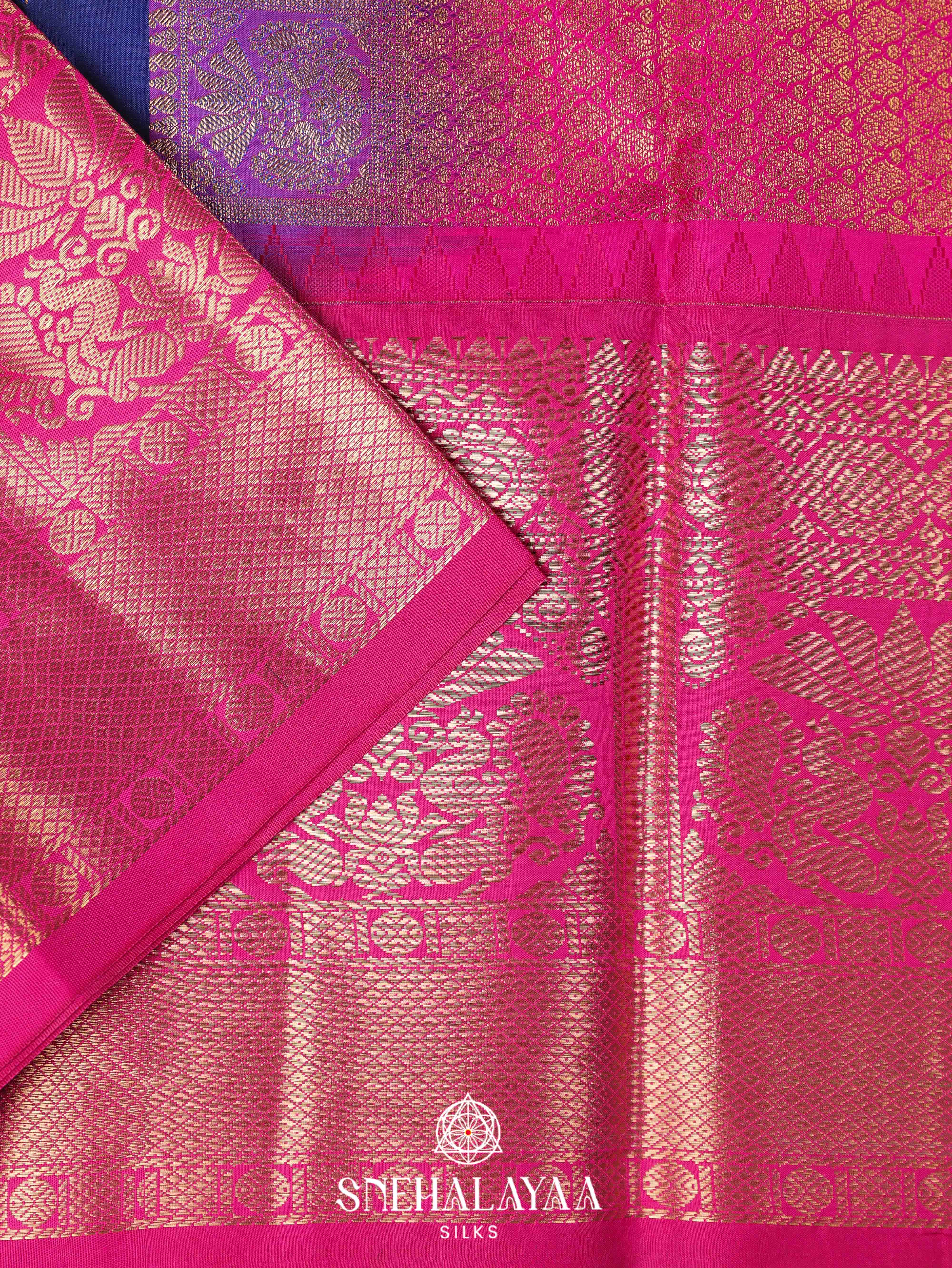 Navy Blue Art Silk Saree