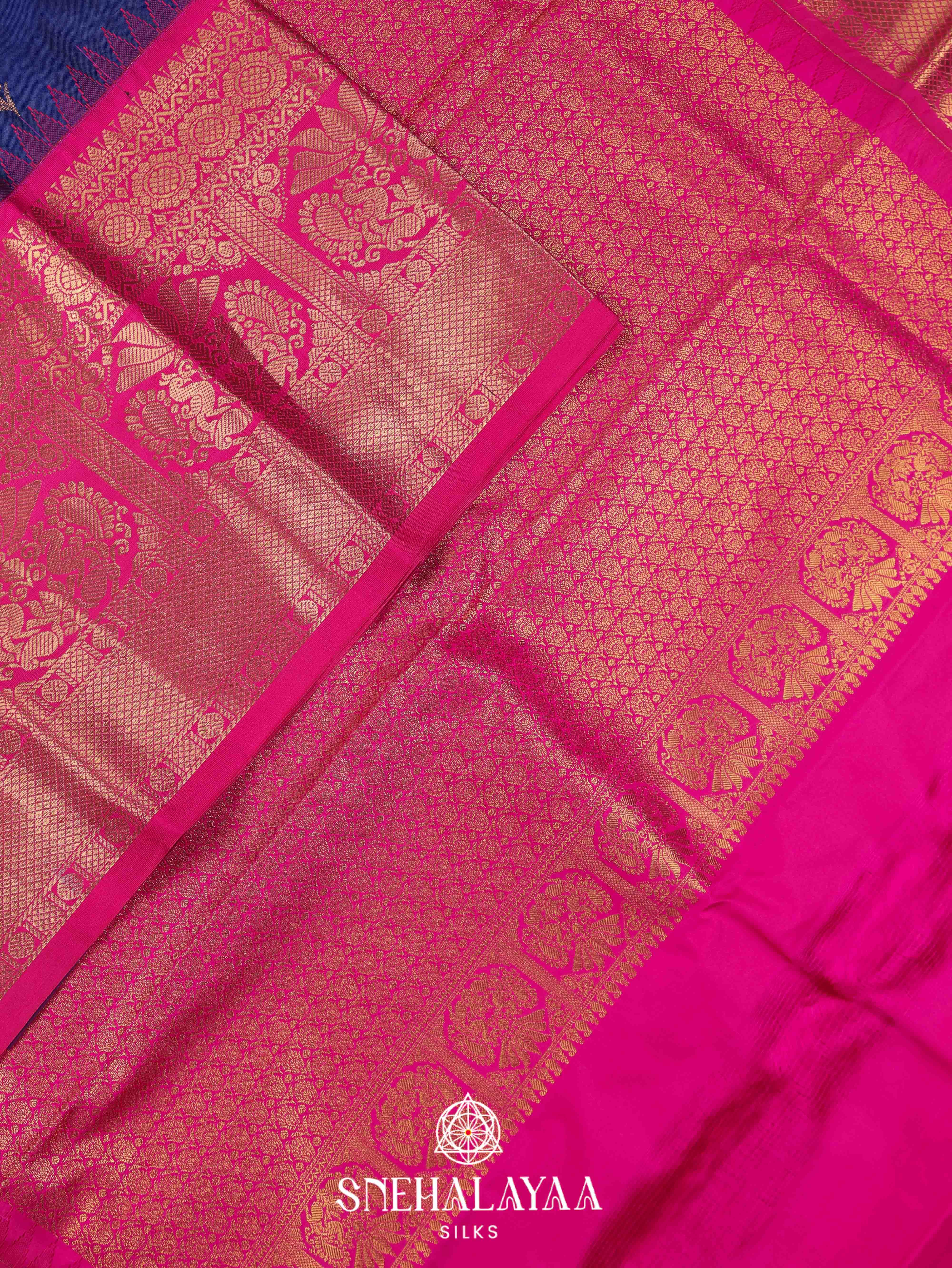 Navy Blue Art Silk Saree