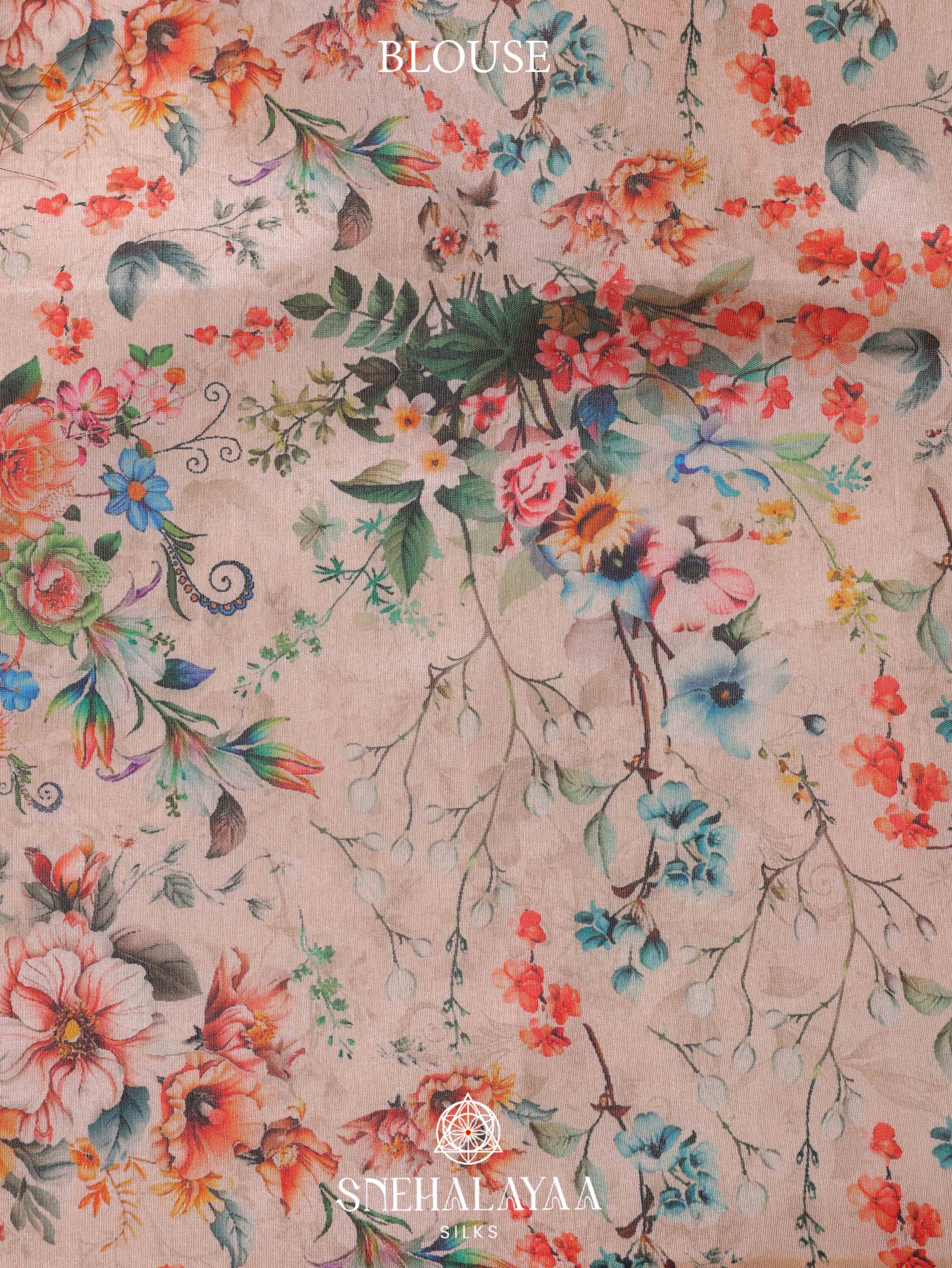 Off White Linen Embroidery Saree