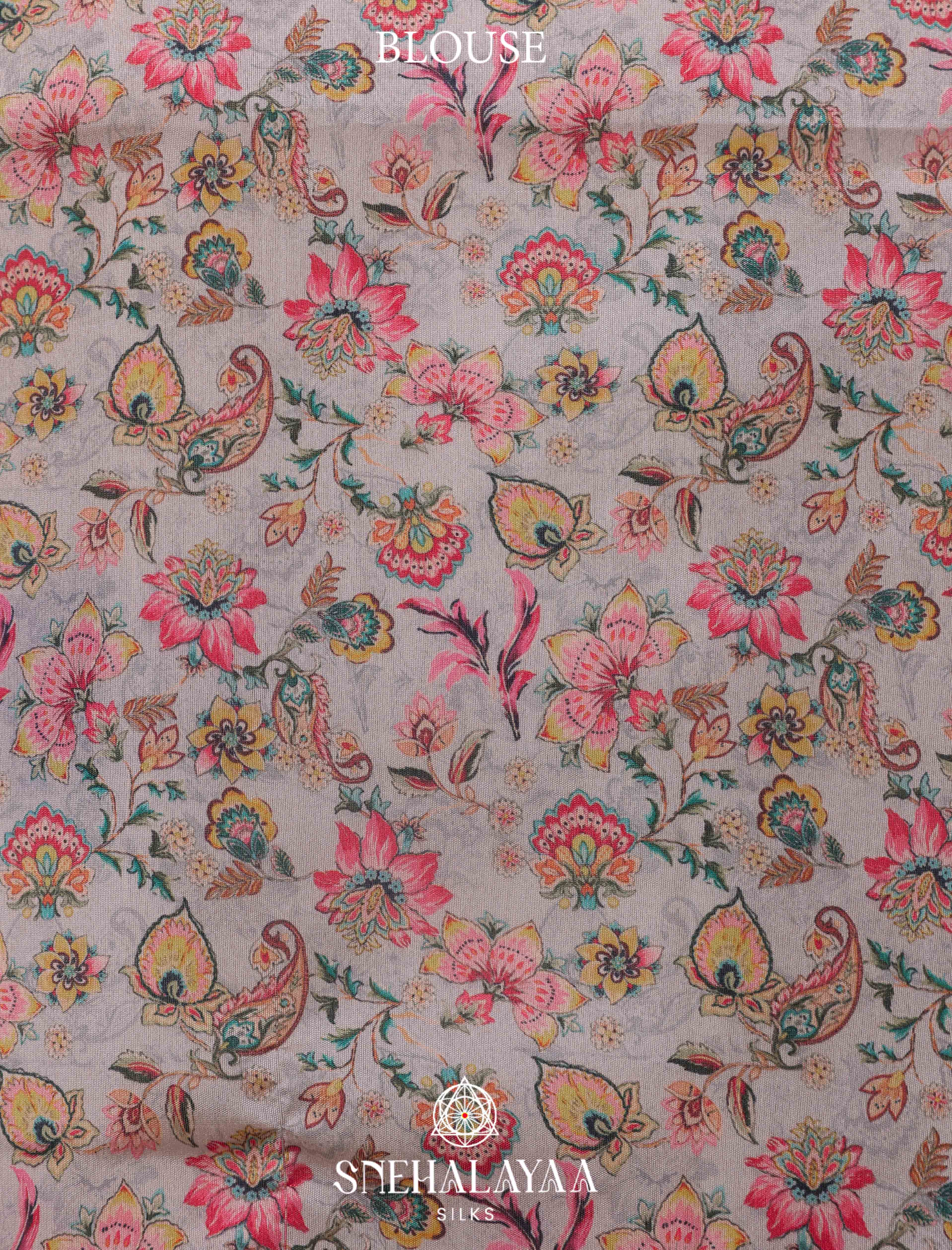 Peach Linen Embroidery Saree