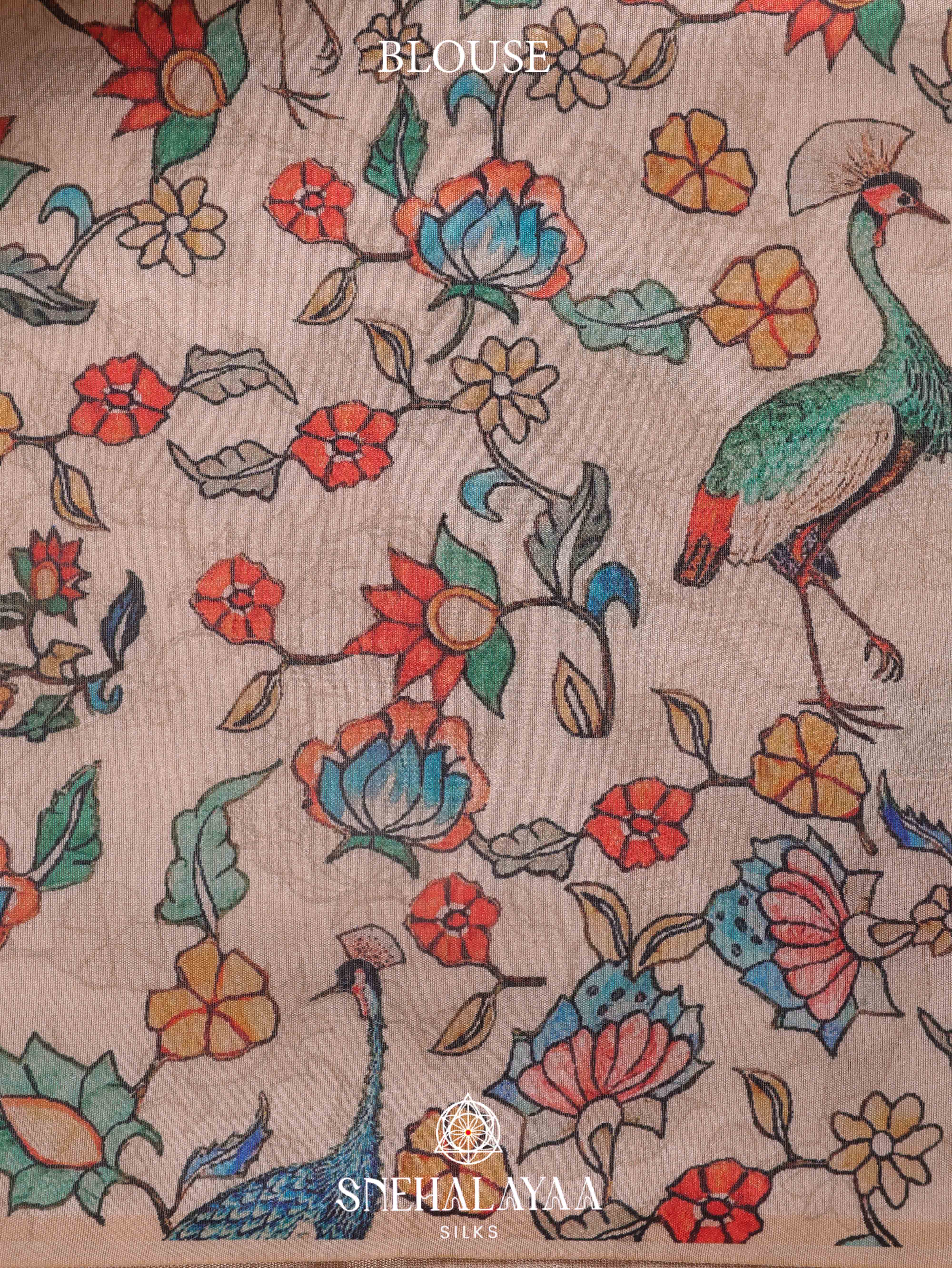Peach Linen Embroidery Saree