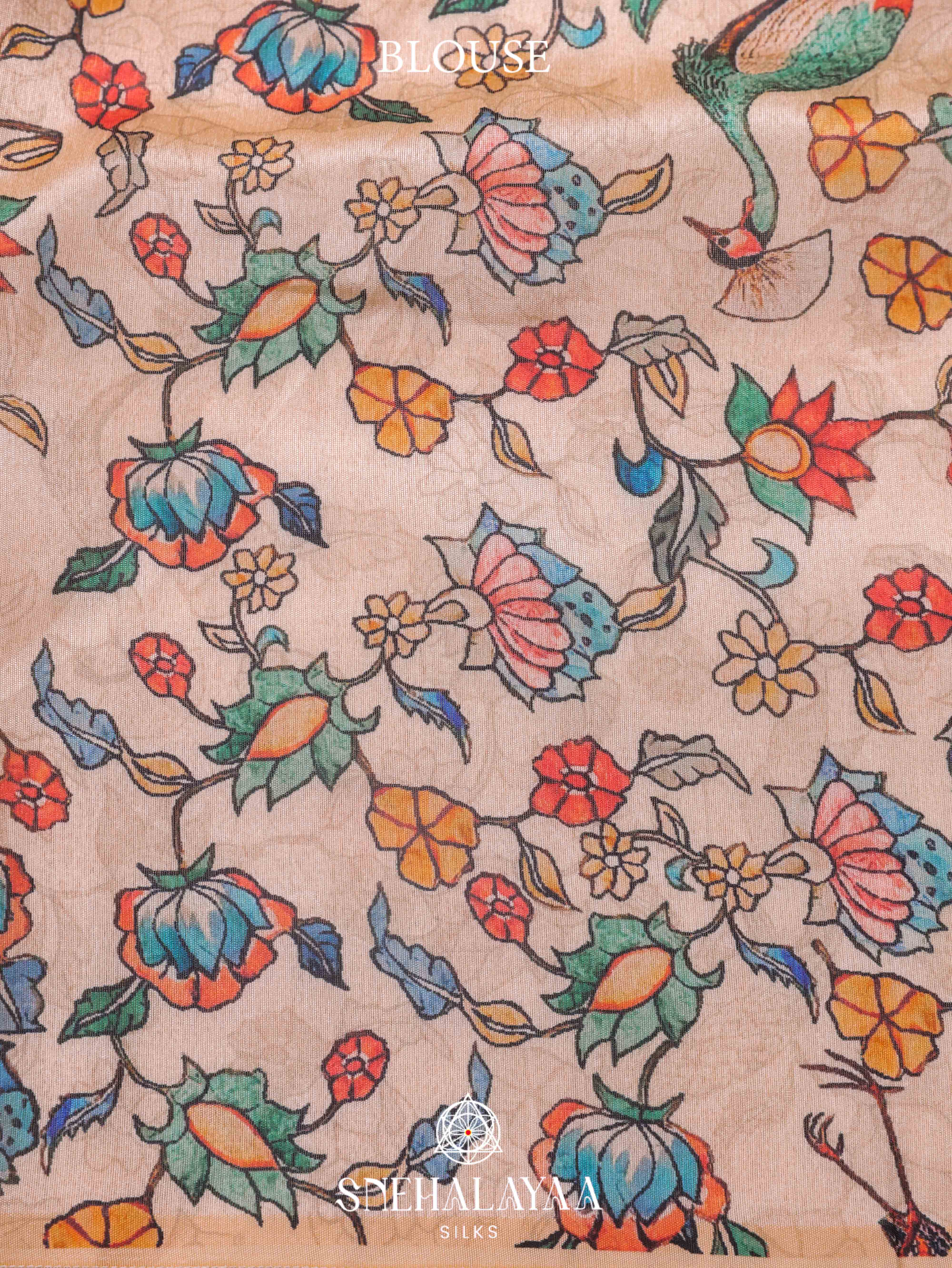 Peach Linen Embroidery Saree