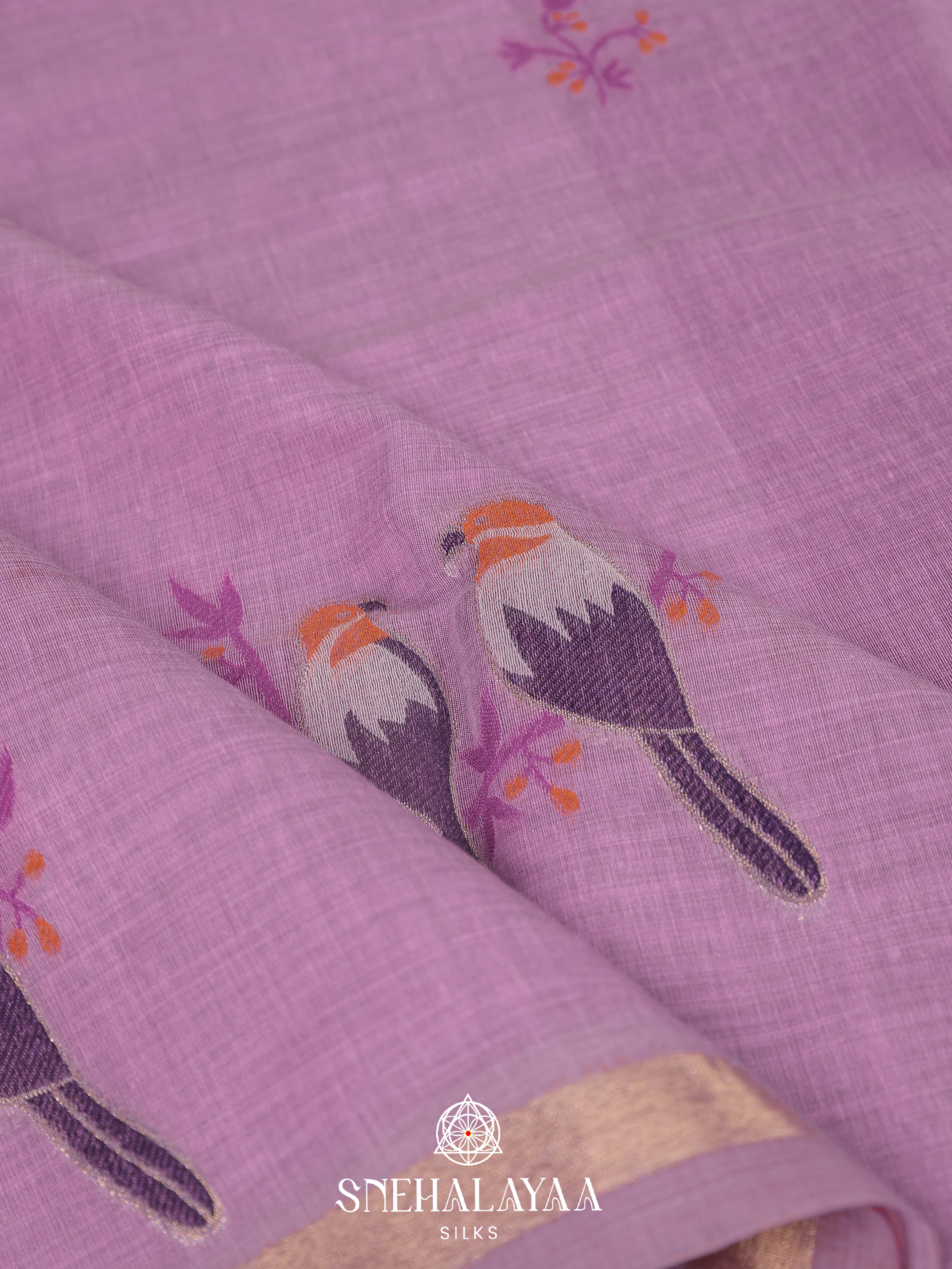 Lavender Munga Cotton Saree