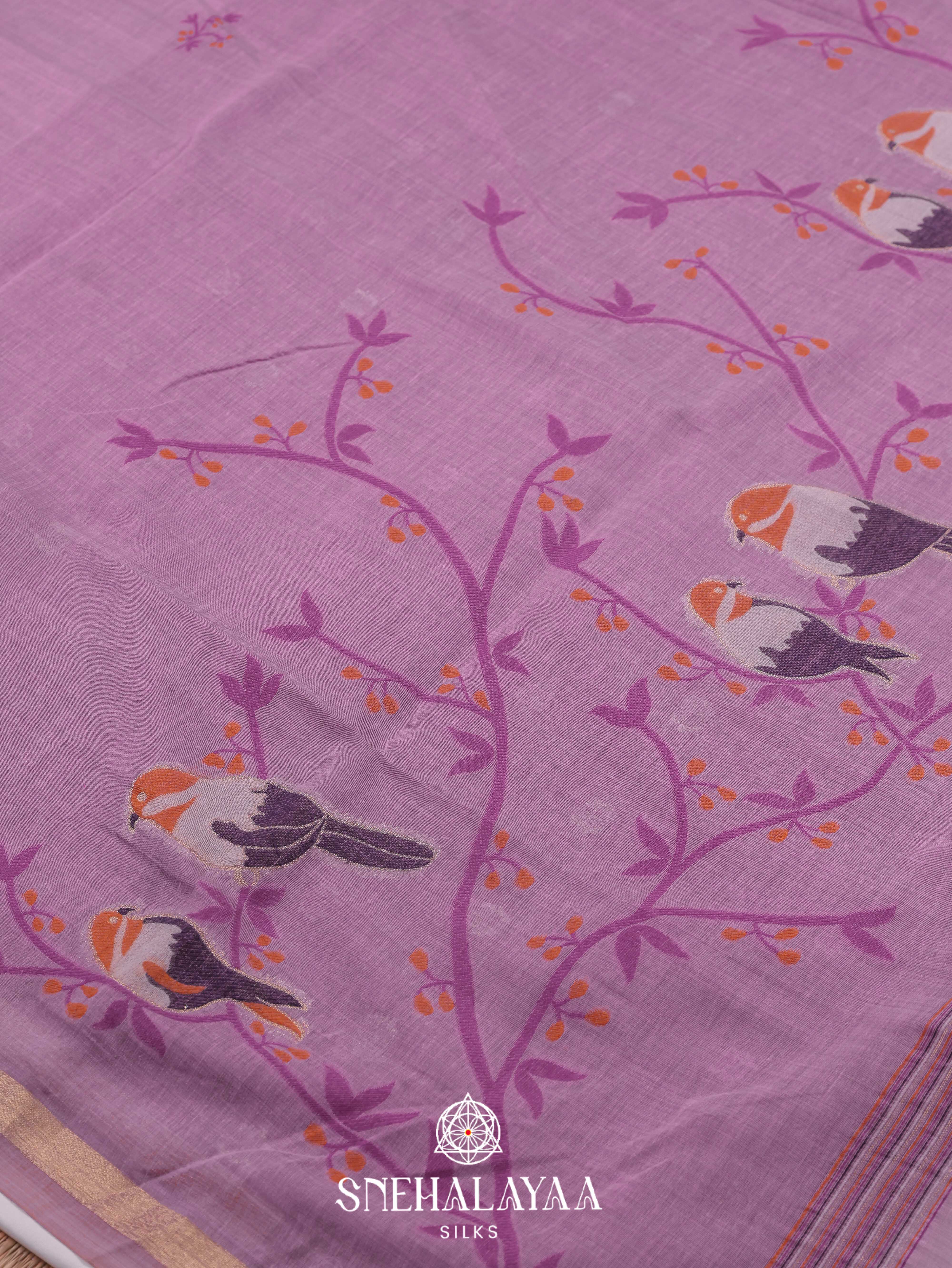 Lavender Munga Cotton Saree