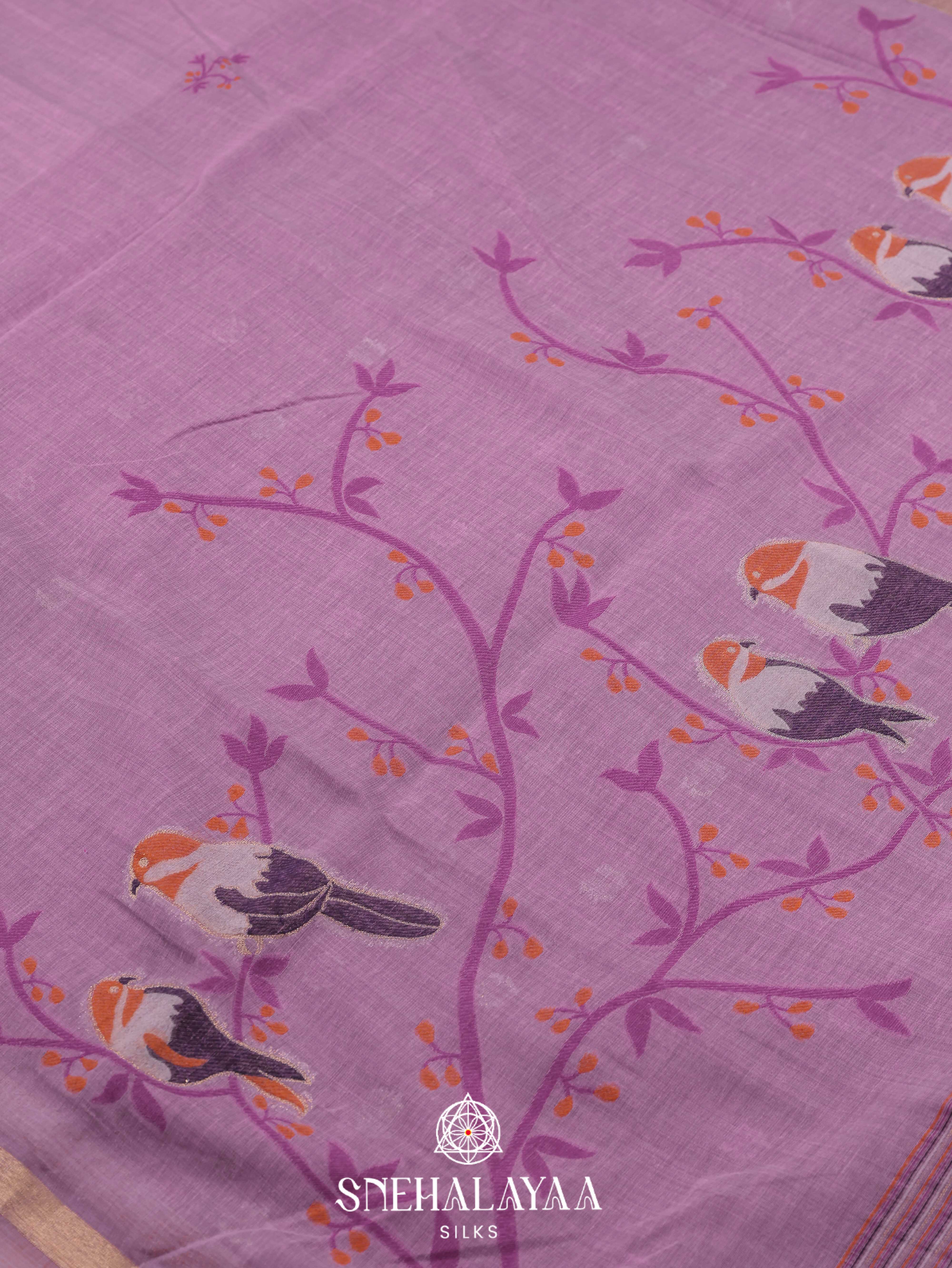 Lavender Munga Cotton Saree