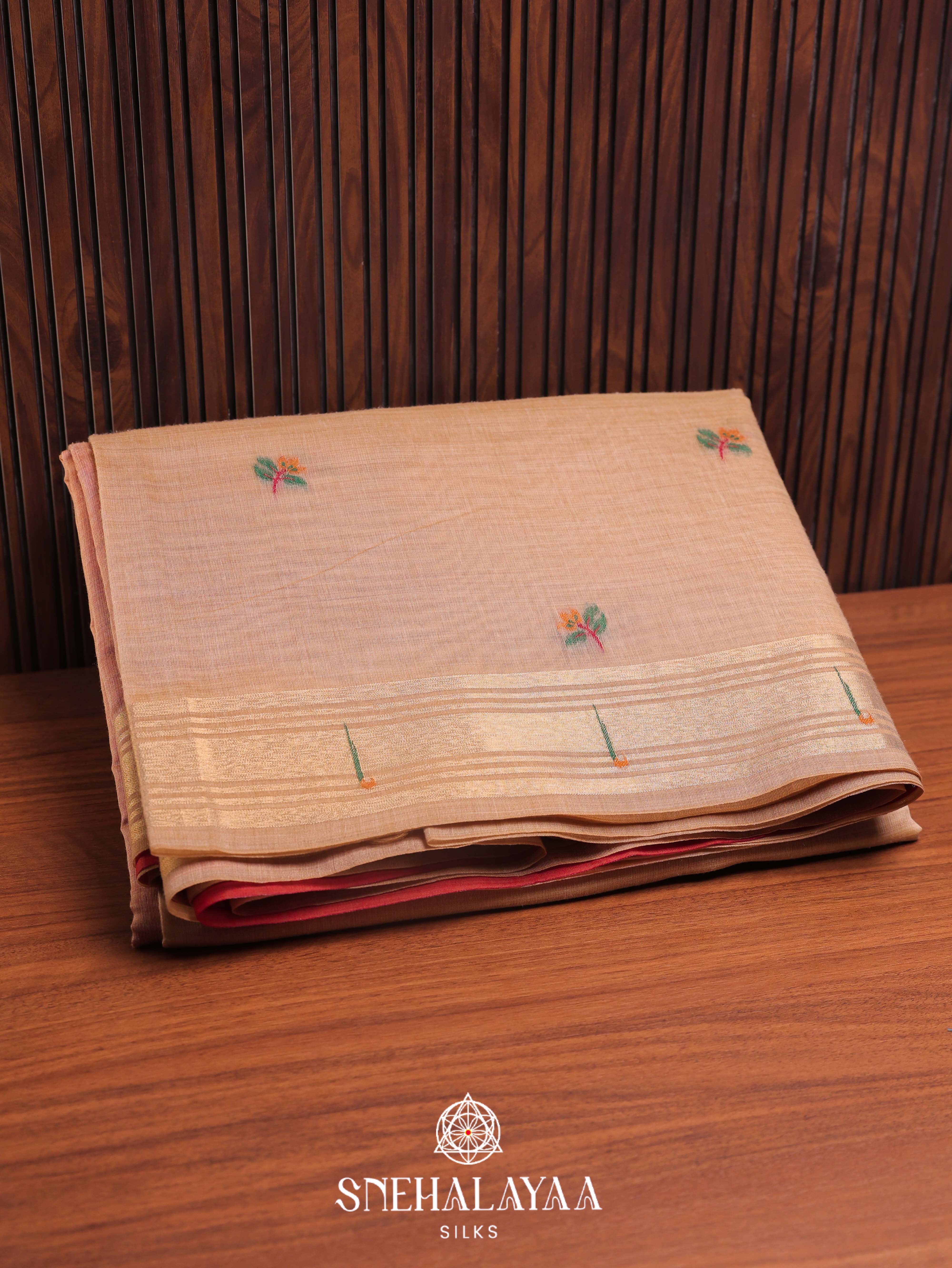 Peach Munga Cotton Saree