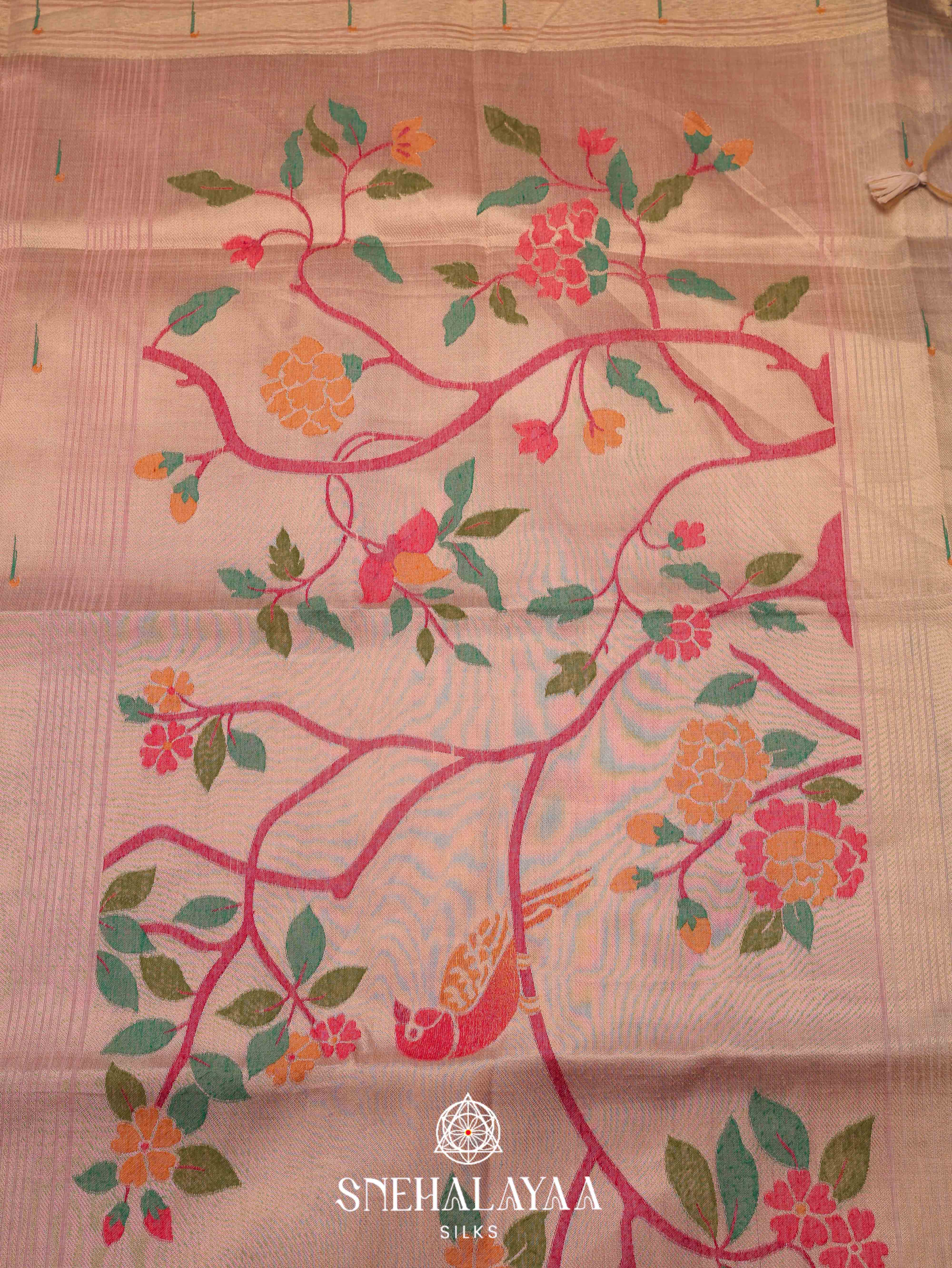 Peach Munga Cotton Saree