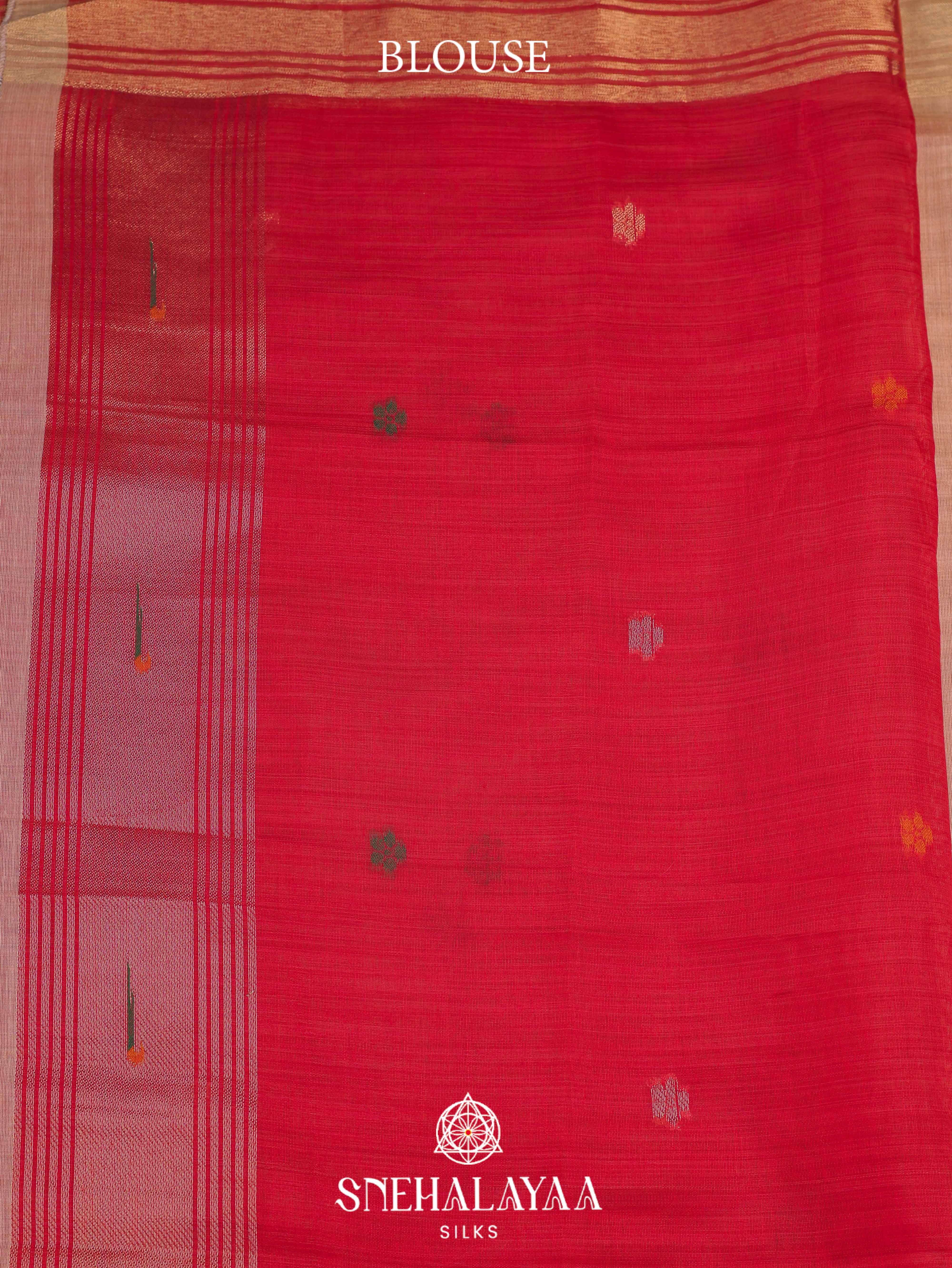 Peach Munga Cotton Saree