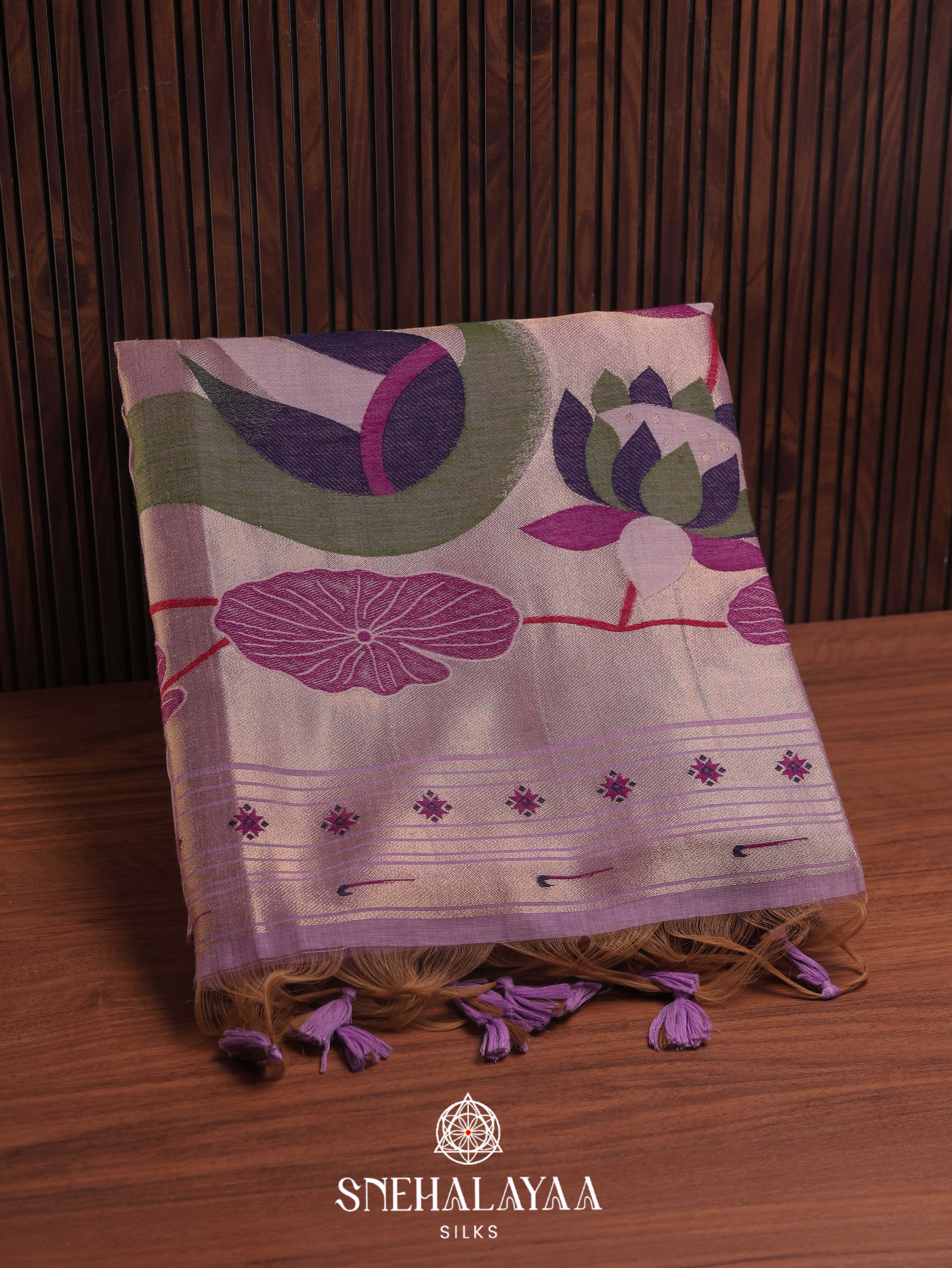 Lavender Munga Cotton Saree