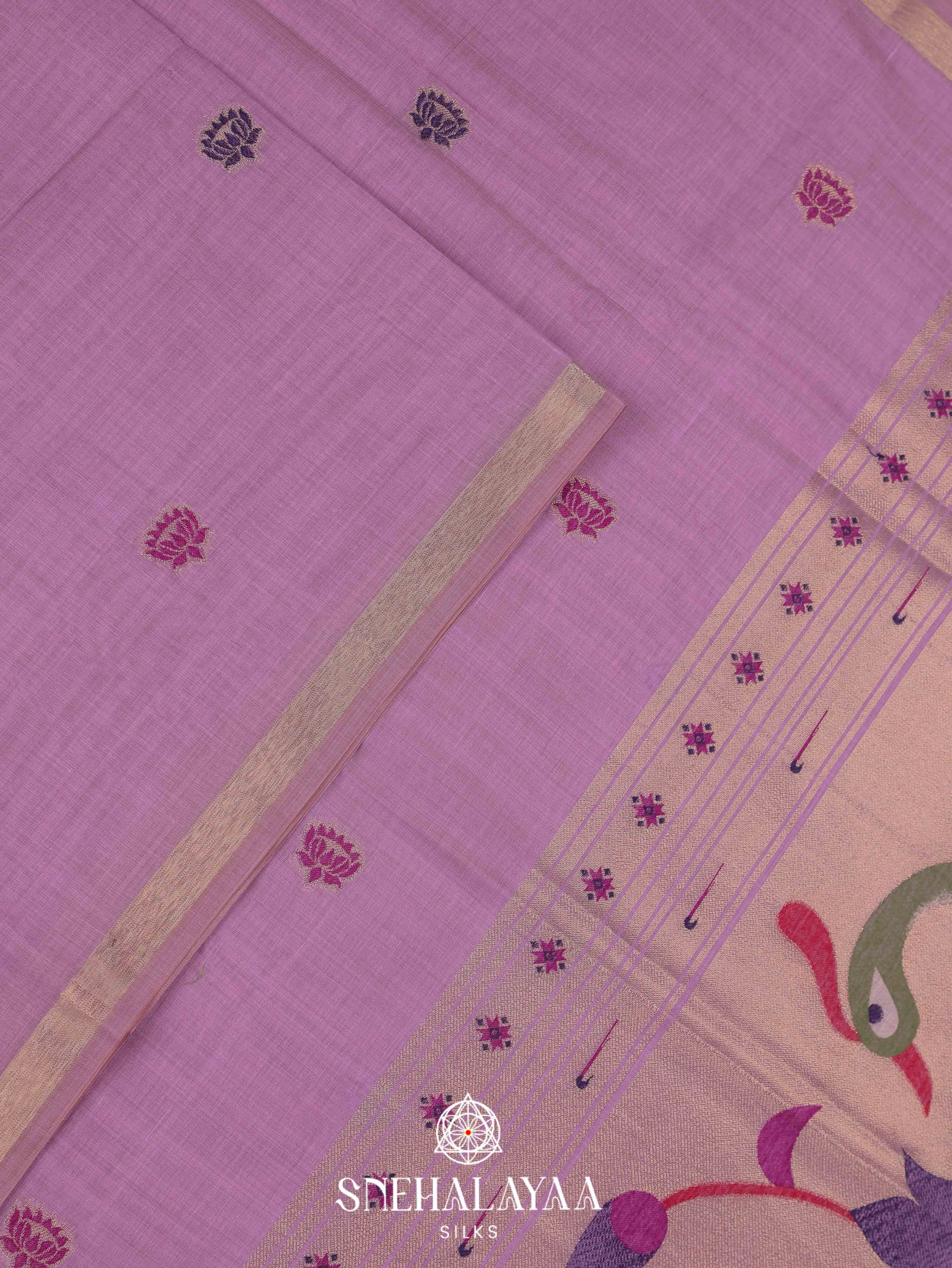 Lavender Munga Cotton Saree