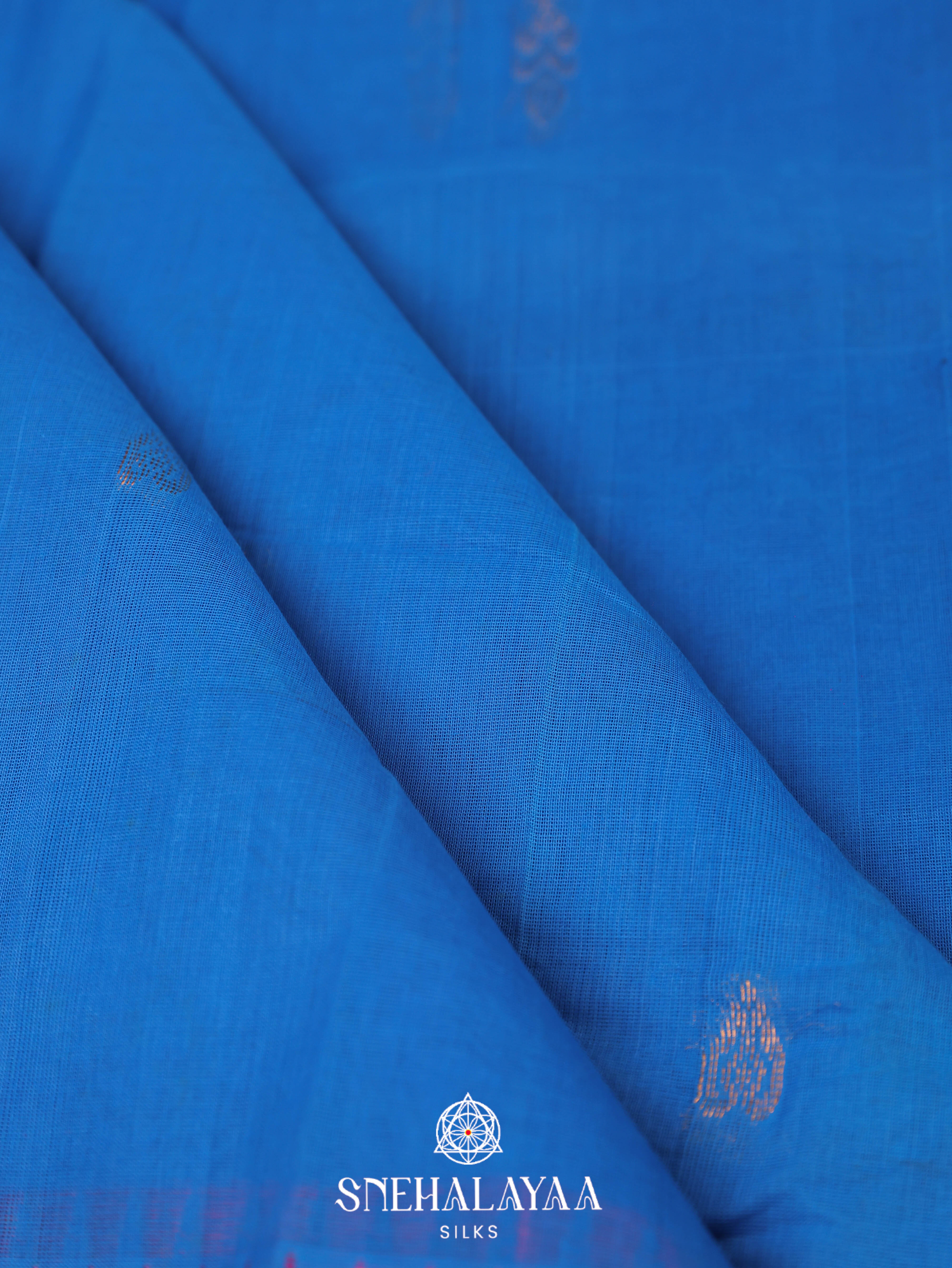 Blue Gadwal Cotton Saree