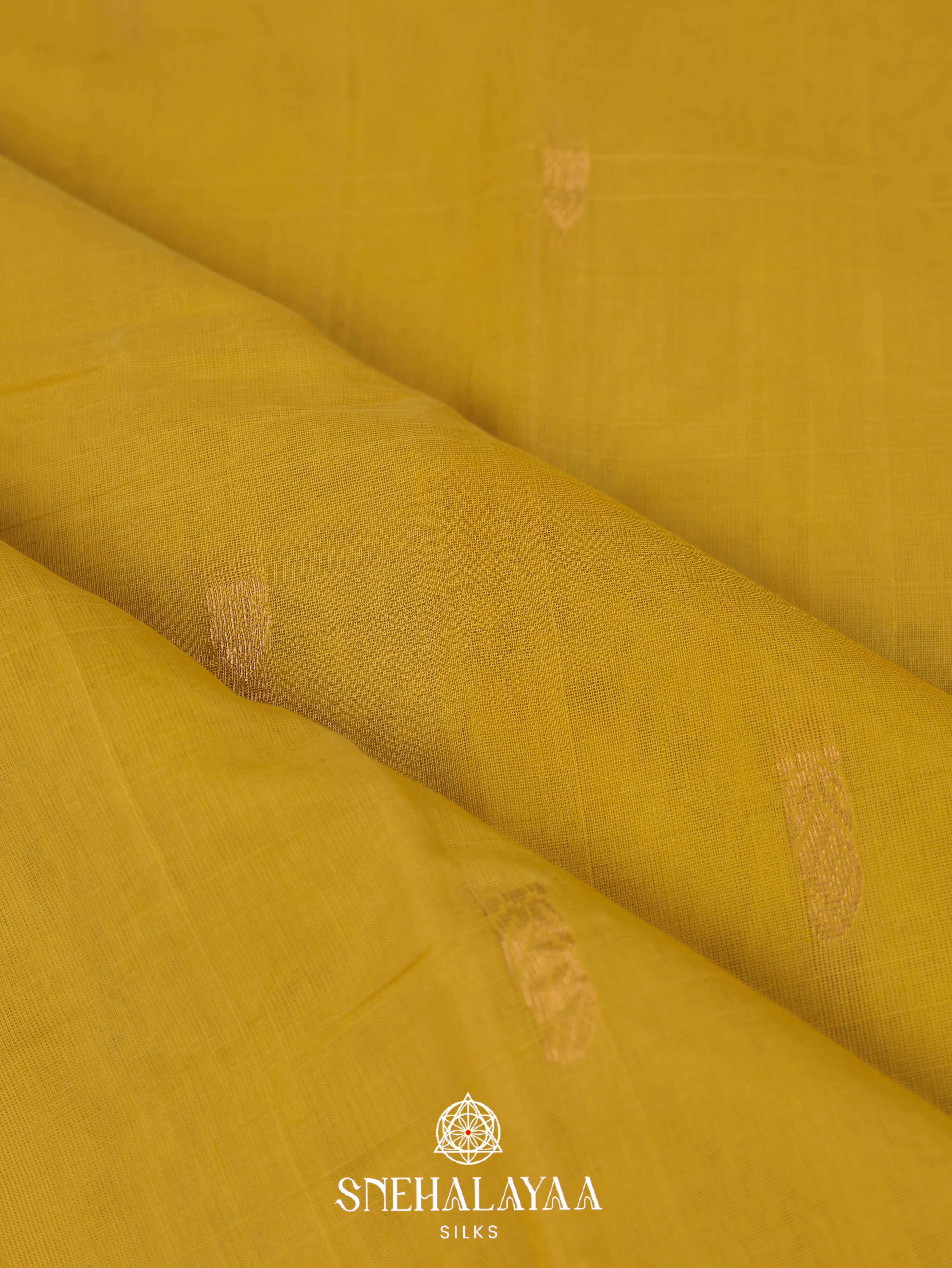 Mustard Yellow Gadwal Cotton Saree
