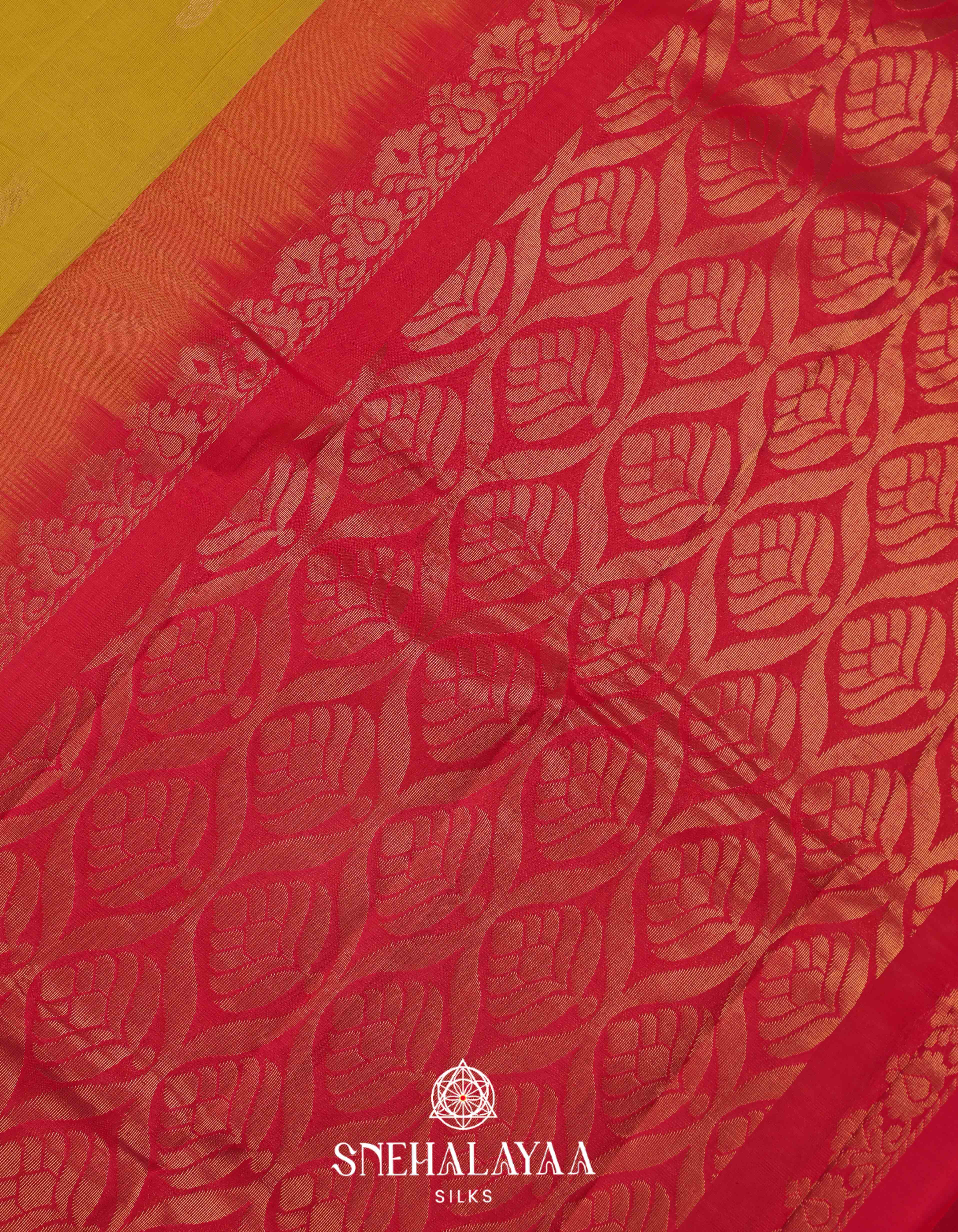 Mustard Yellow Gadwal Cotton Saree