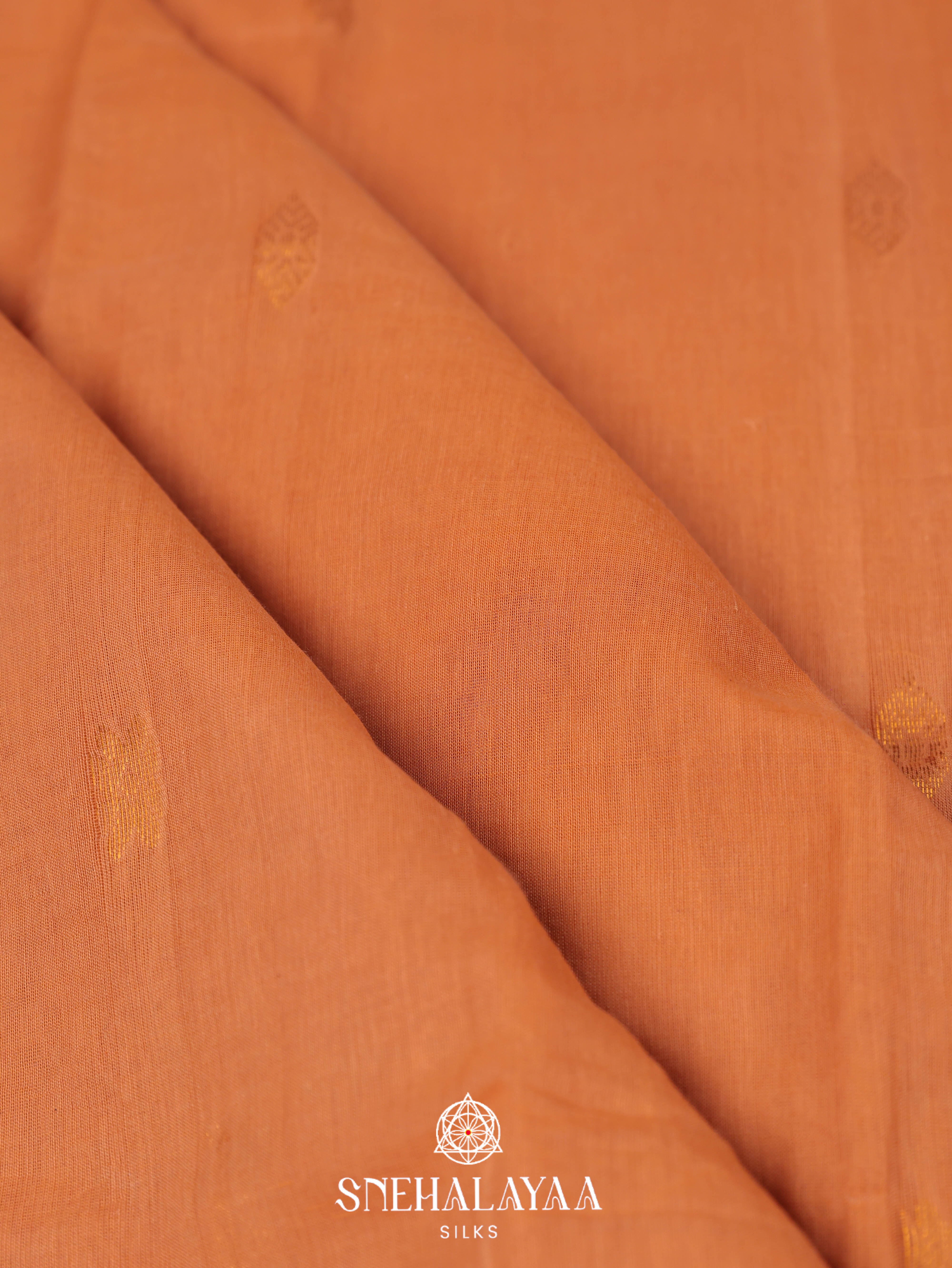 Copper Orange Gadwal Cotton Saree