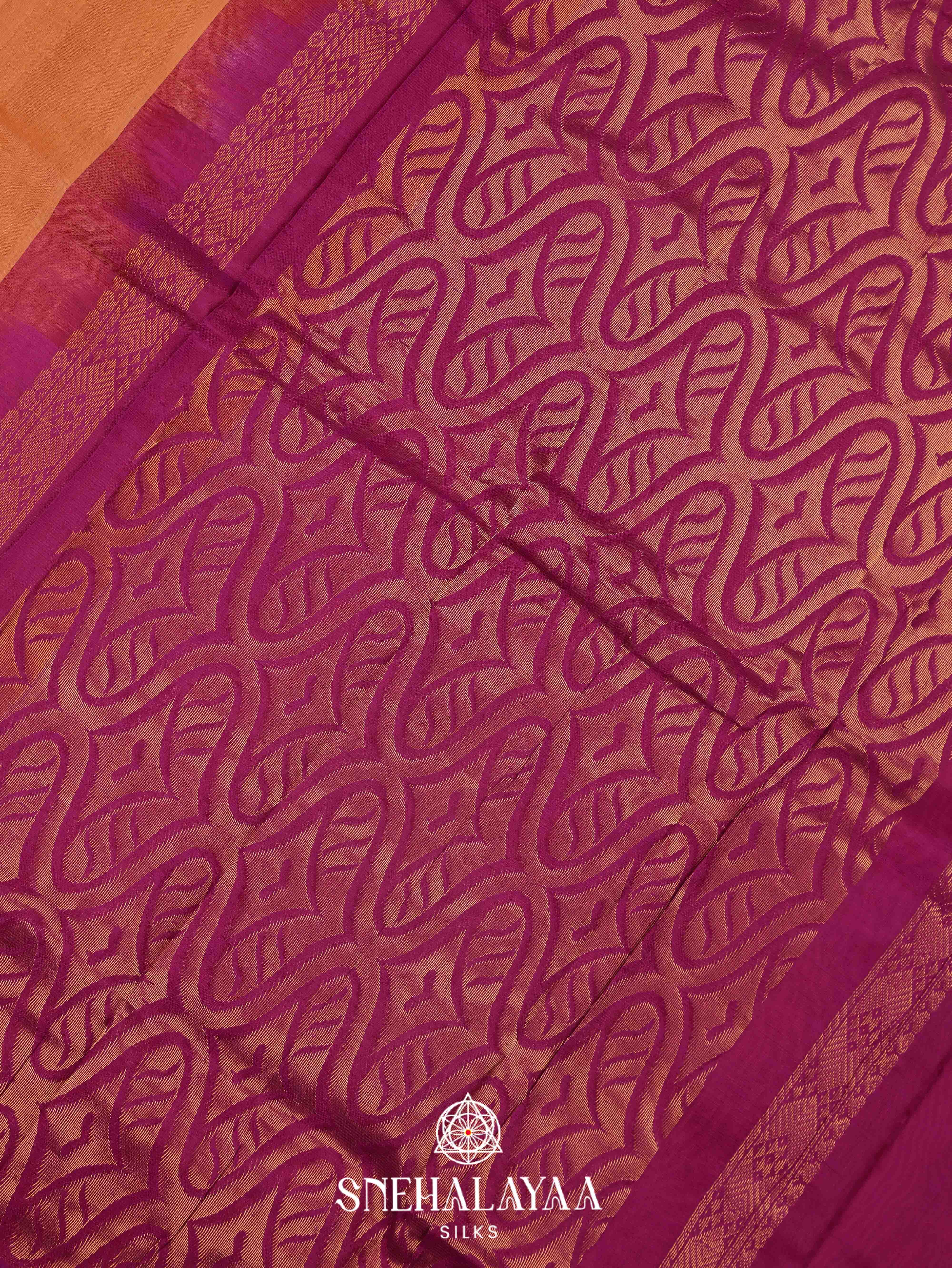 Copper Orange Gadwal Cotton Saree