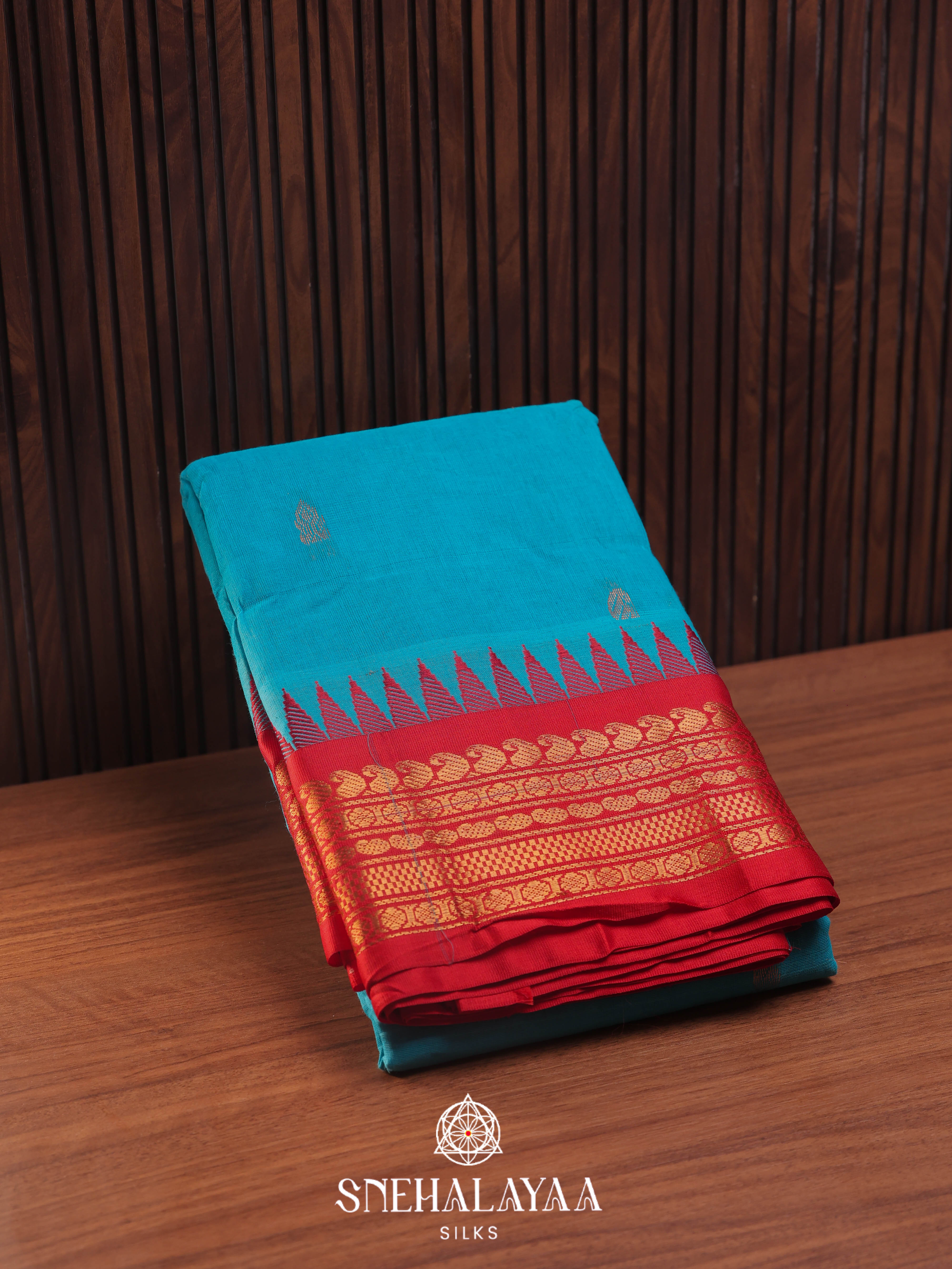 Blue Gadwal Cotton Saree