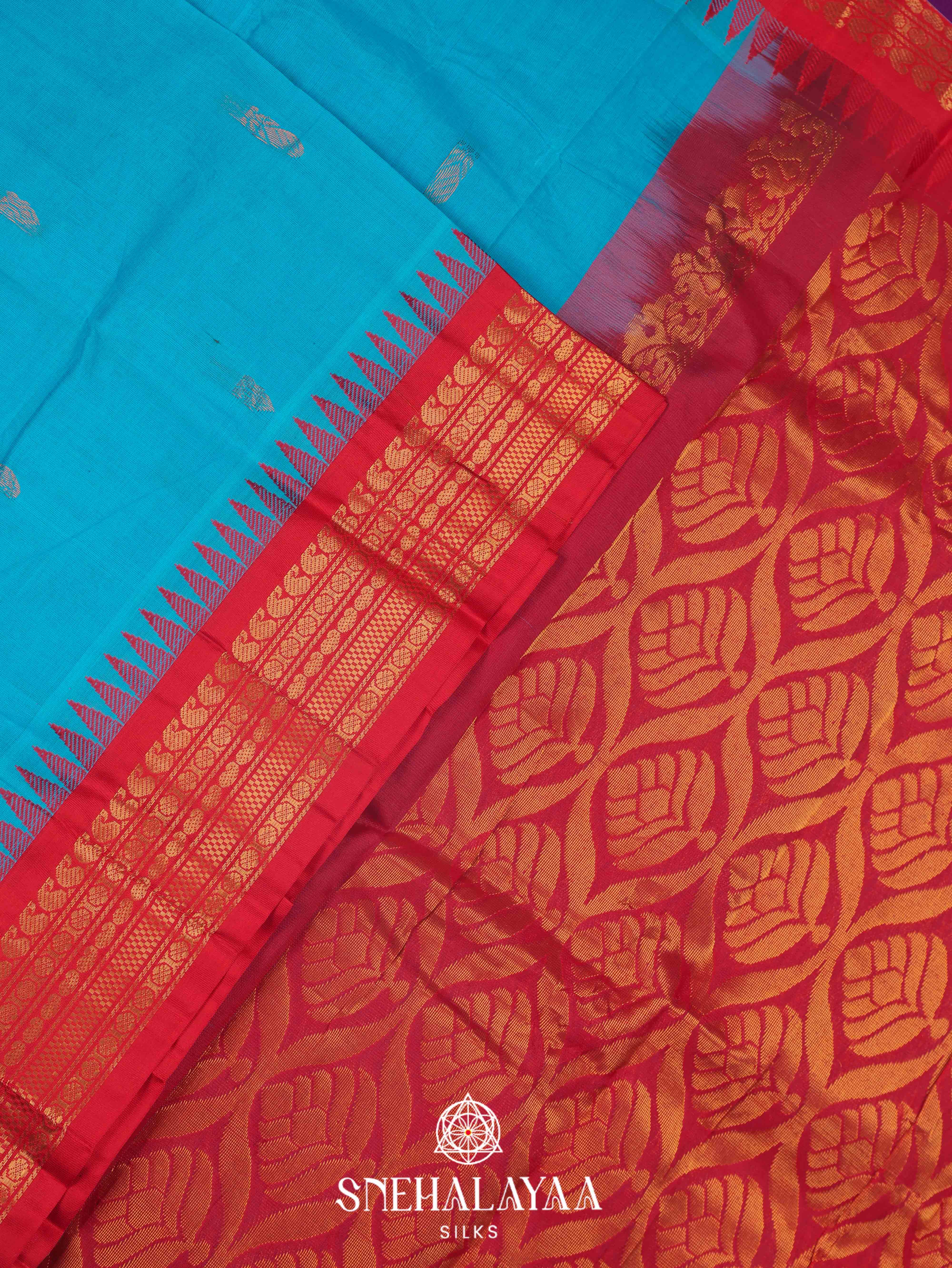 Blue Gadwal Cotton Saree