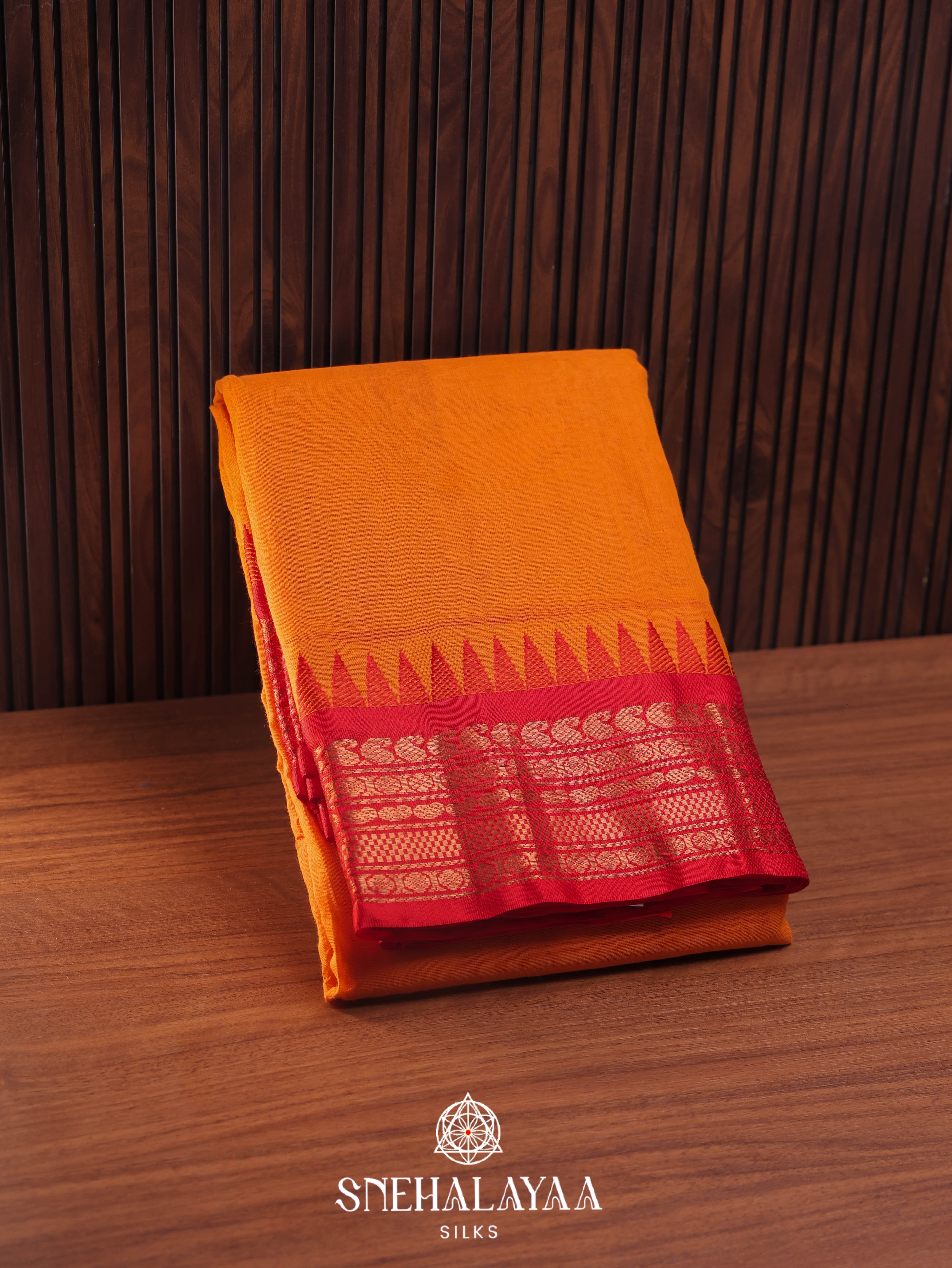Yellow Gadwal Cotton Saree