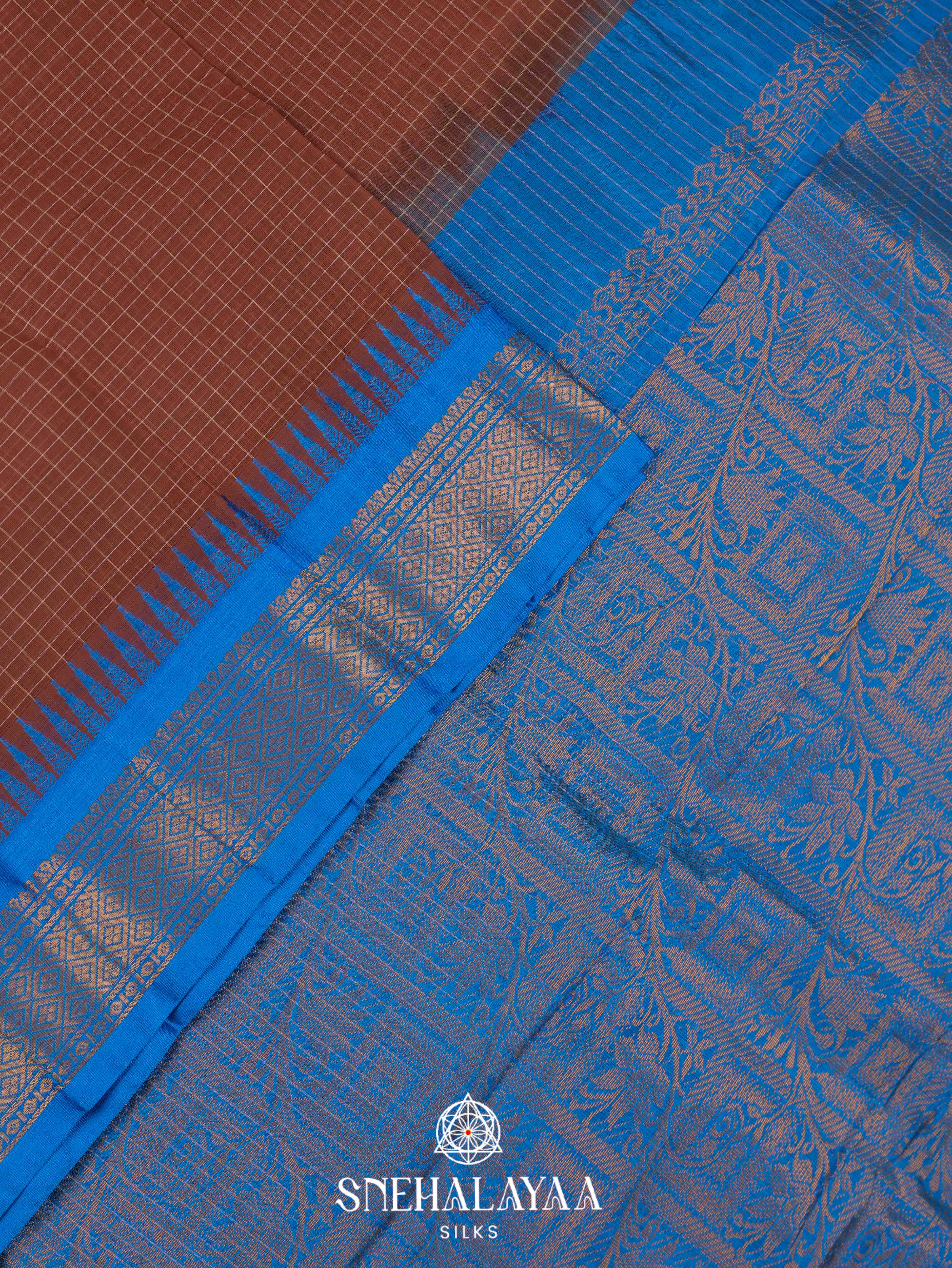 Brown Gadwal Cotton Saree