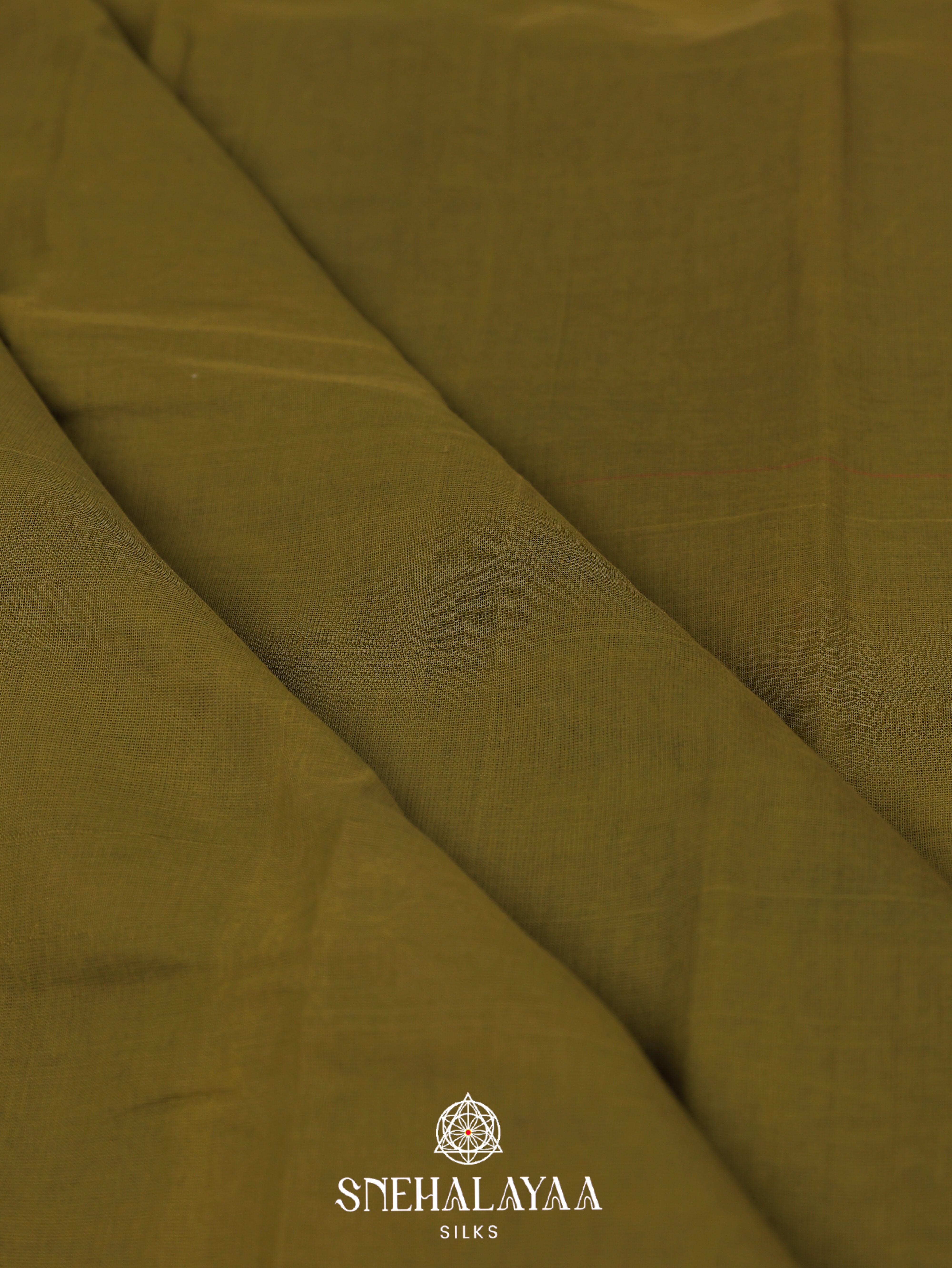 Olive Green Gadwal Cotton Saree