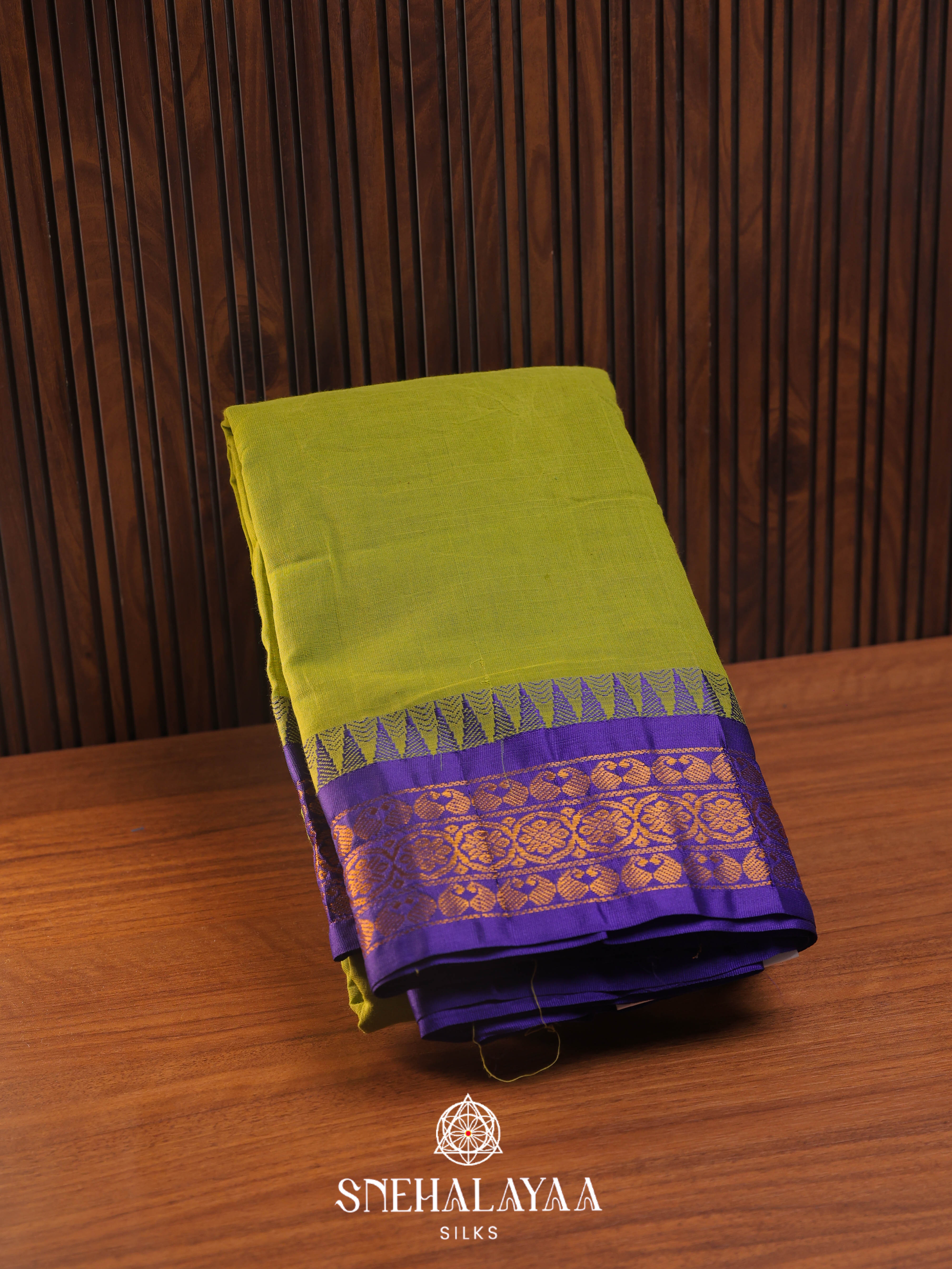 Mehendi Green Gadwal Cotton Saree