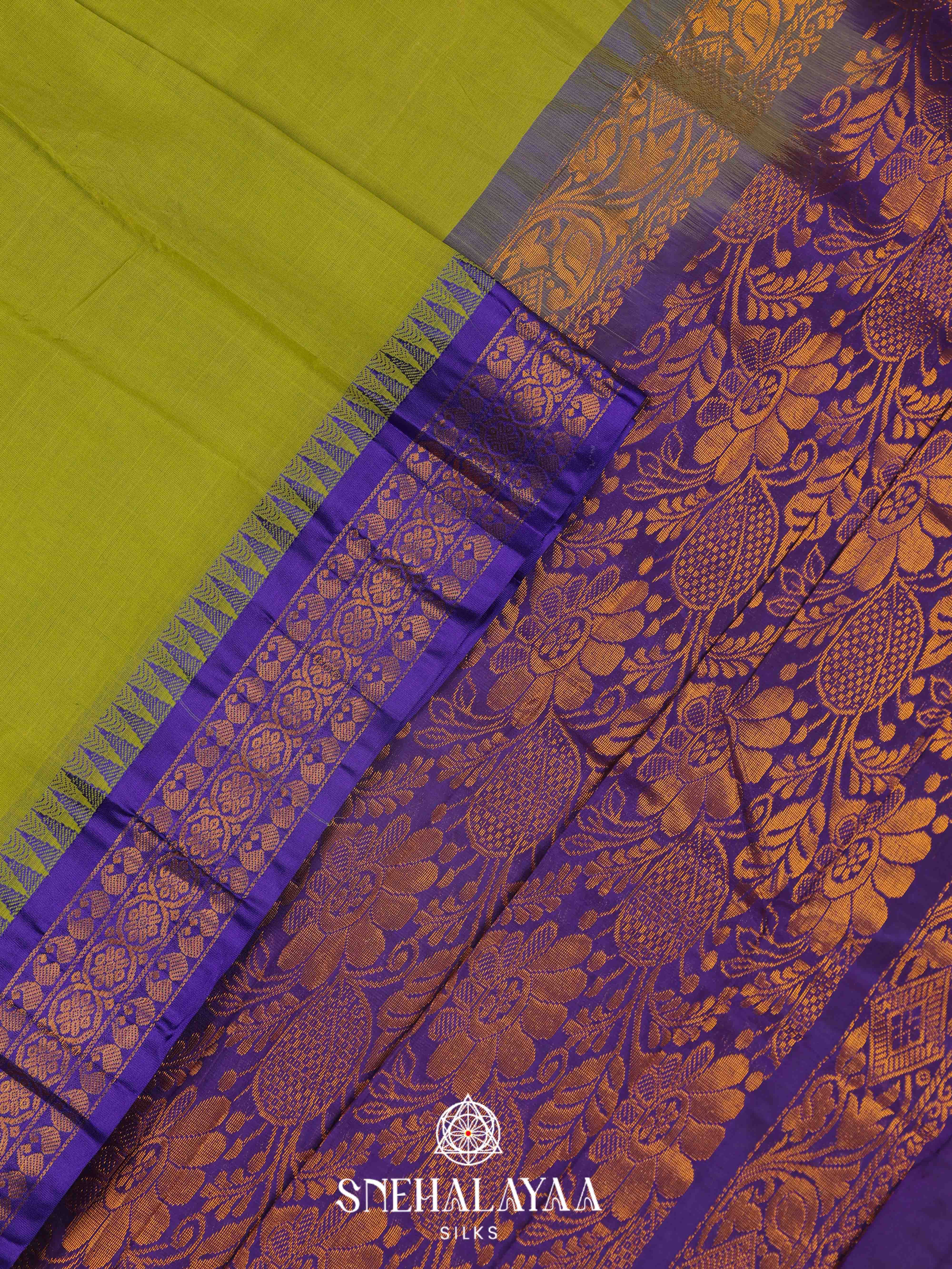 Mehendi Green Gadwal Cotton Saree
