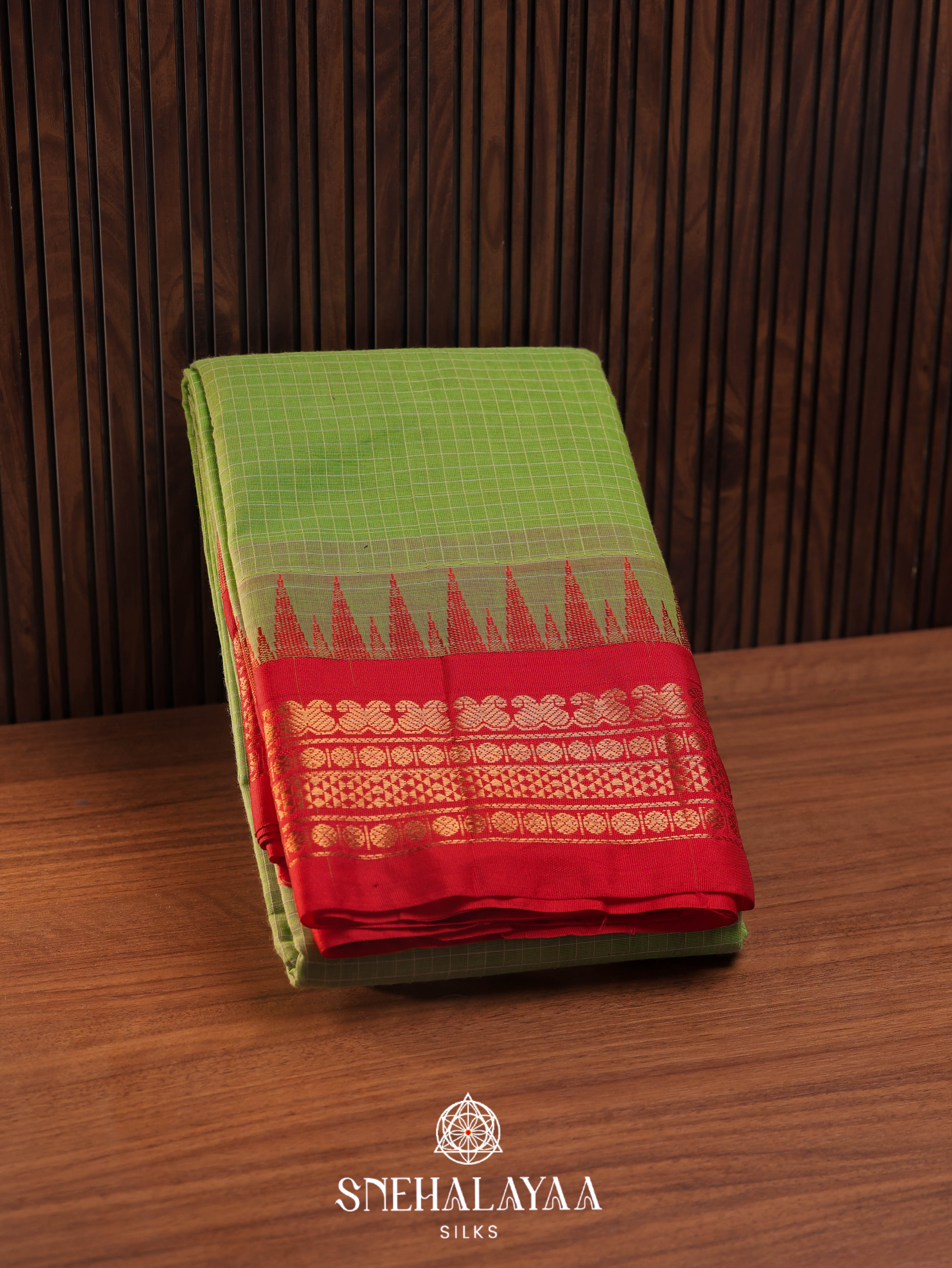 Green Gadwal Cotton Saree