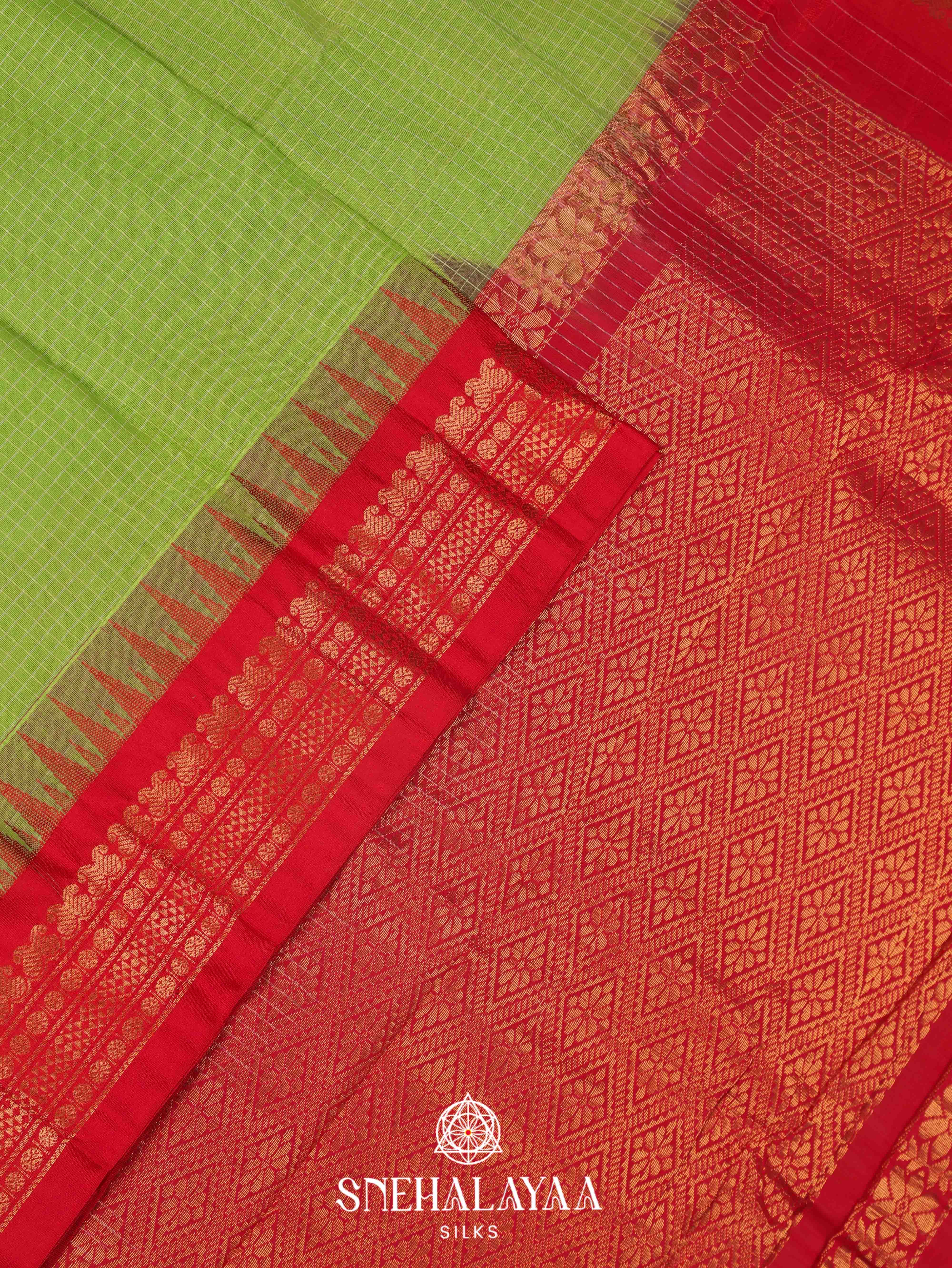Green Gadwal Cotton Saree