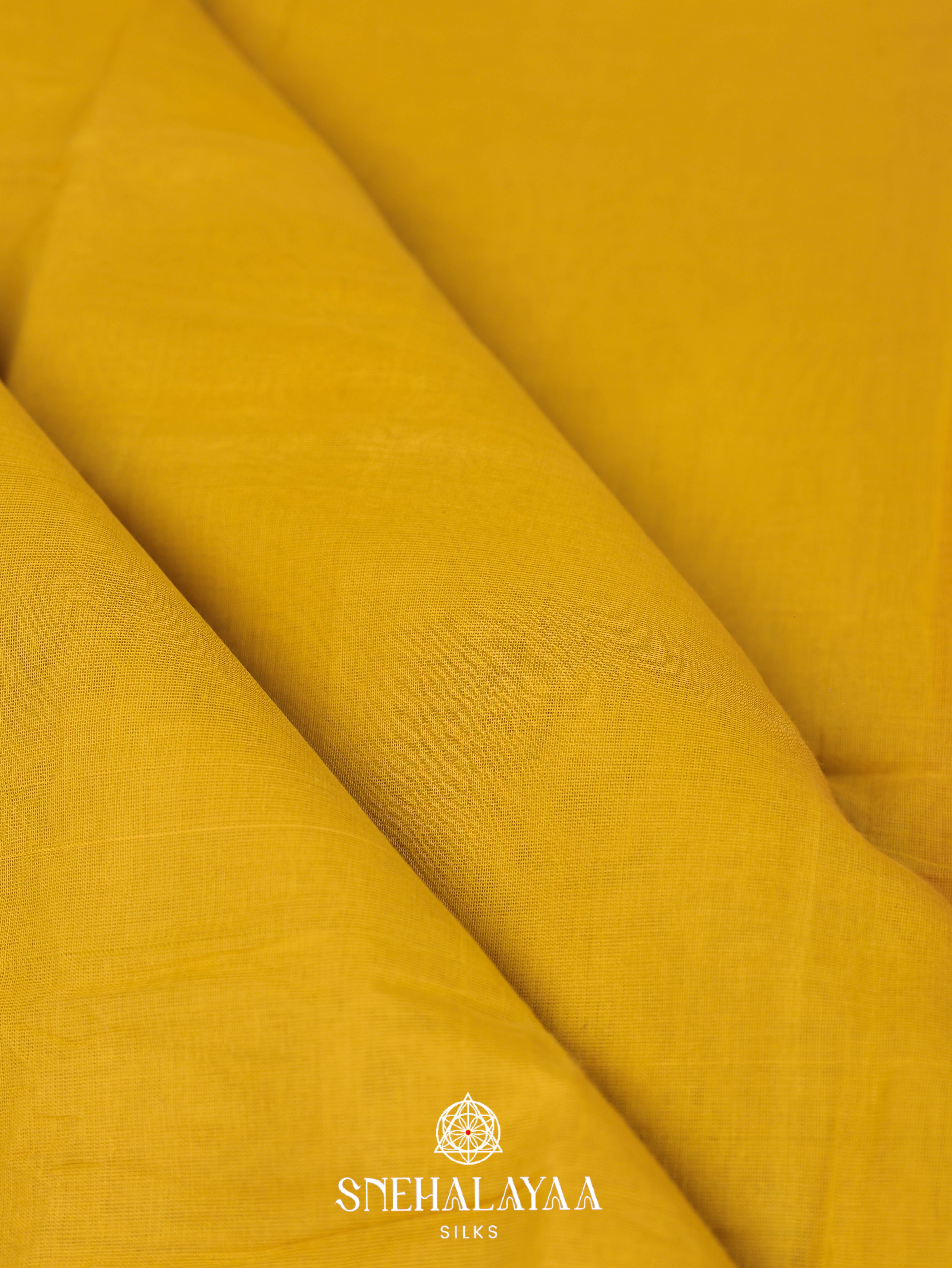 Mustard Yellow Gadwal Cotton Saree