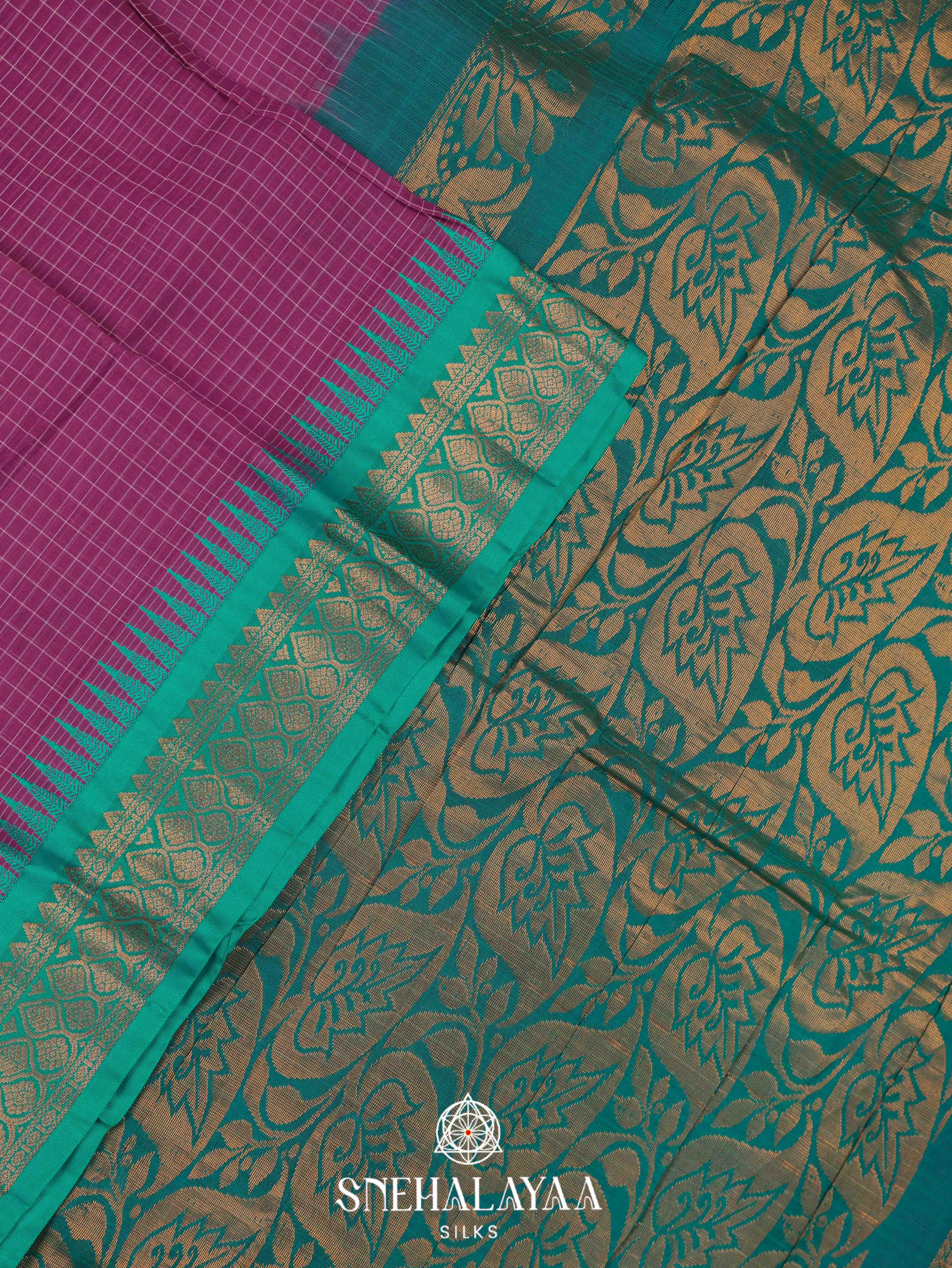 Purple Gadwal Cotton Saree
