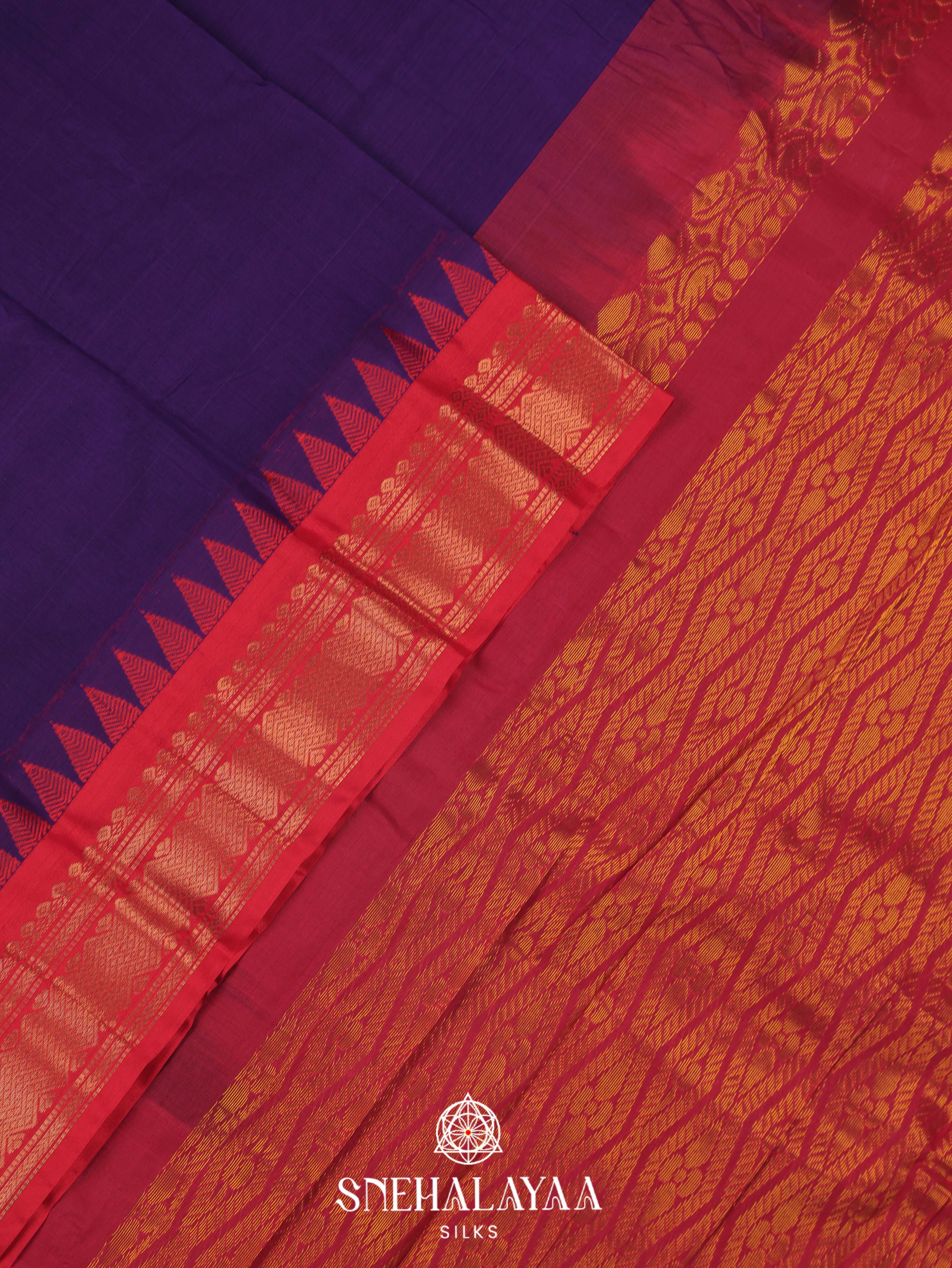 Blue Gadwal Cotton Saree