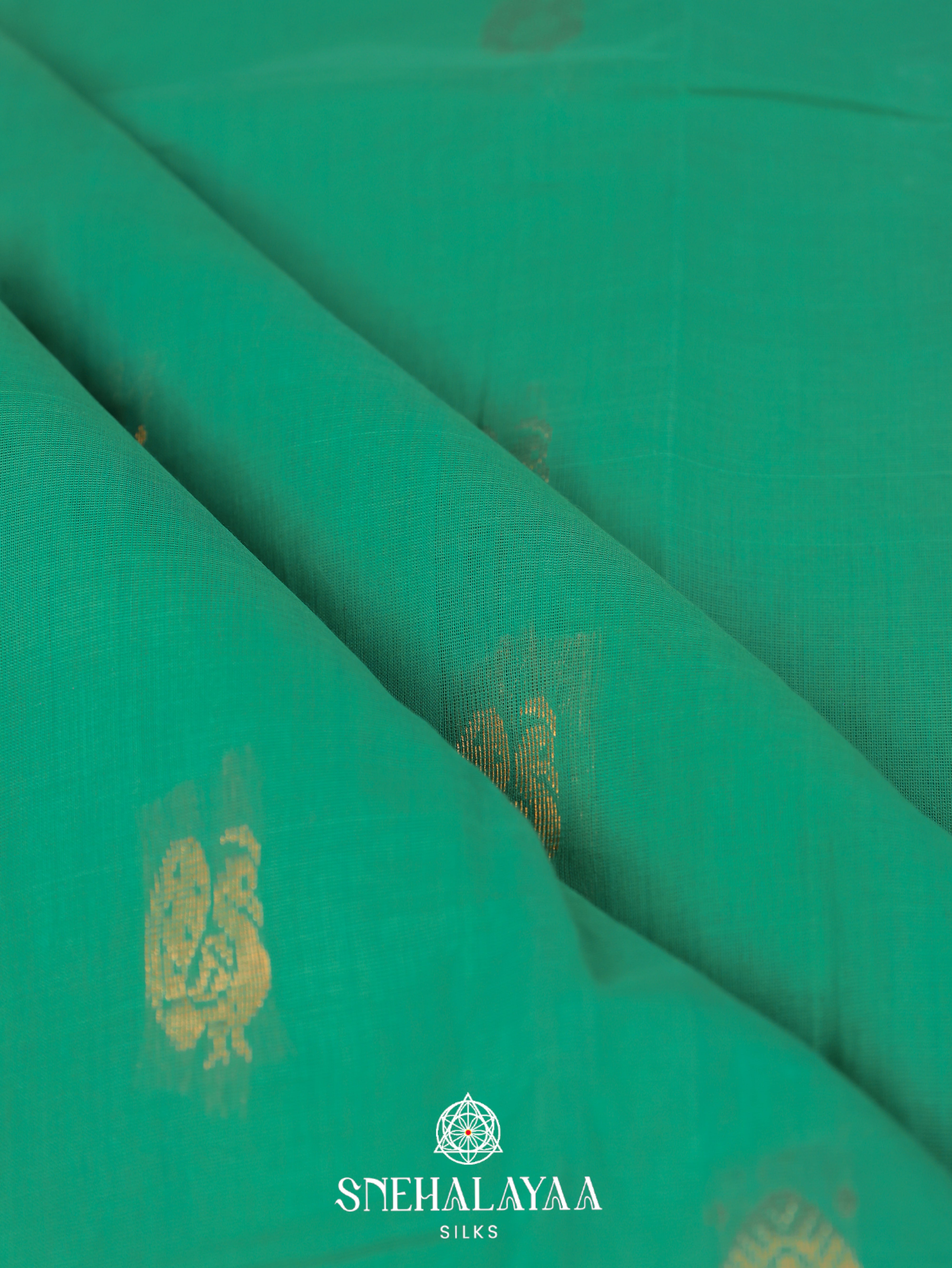 Teal Green Gadwal Cotton Saree