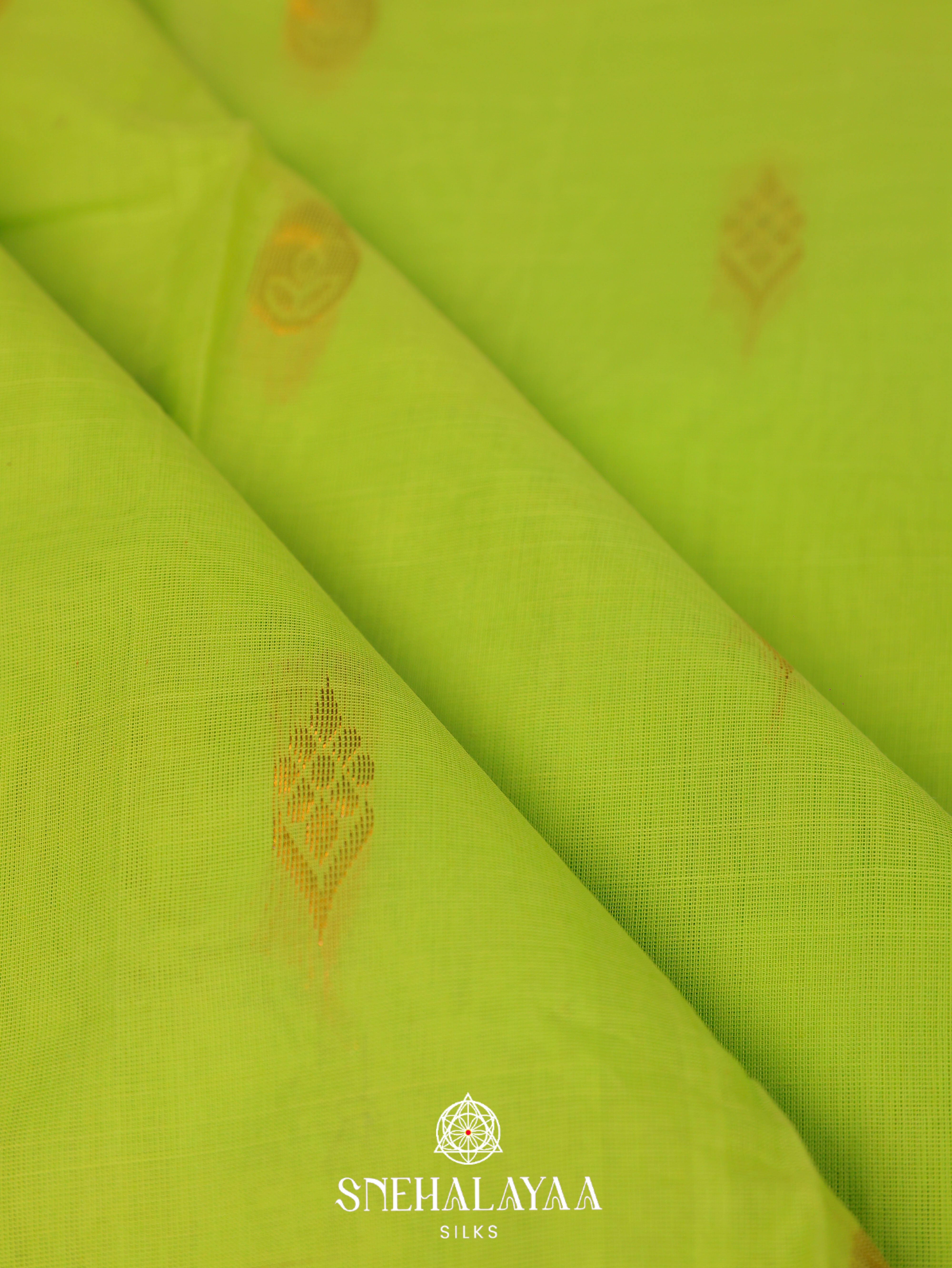 Parrot Green Gadwal Cotton Saree